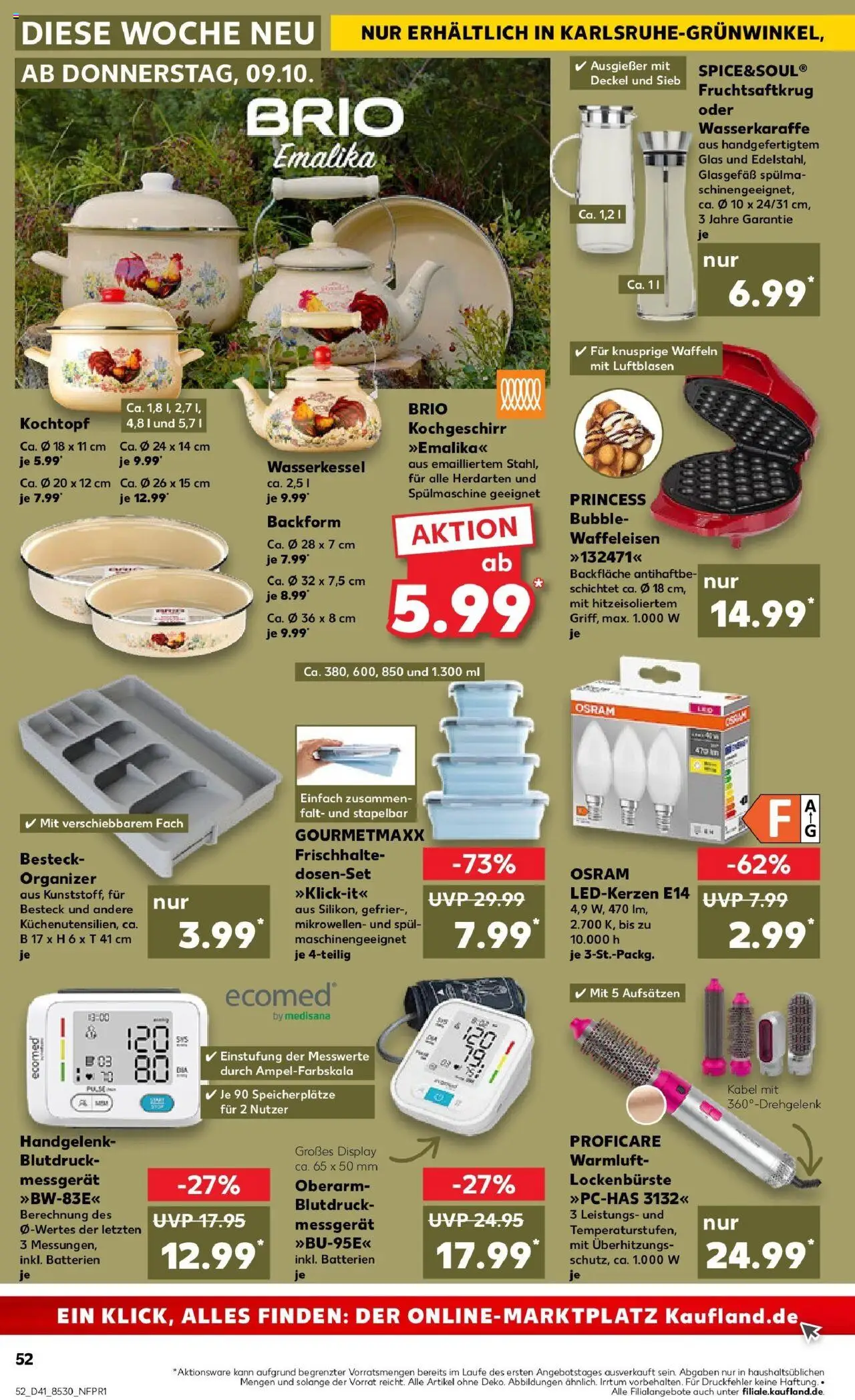Kaufland prospekt Karlsruhe	 – gültig ab 13.10.2025 | Seite: 52 | Produkte: Batterien, Waffeln, Waffeleisen, Monitor