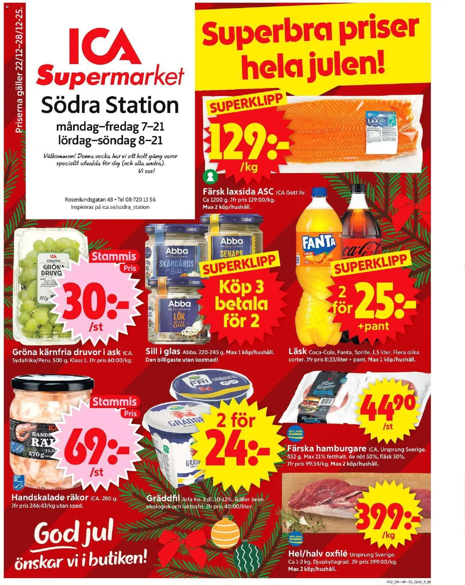ICA Supermarket reklamblad aktuell från 22.12.2025 | Sida: 1