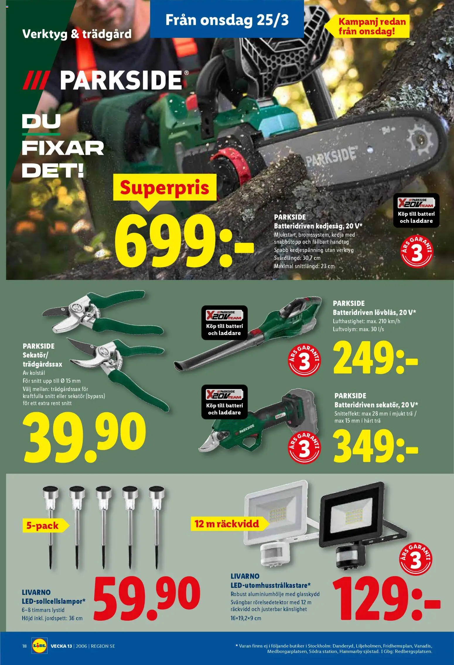 Lidl reklamblad aktuell från 23.03.2026 | Sida: 20 | Produkter: Sekatör, Batteri, Laddare