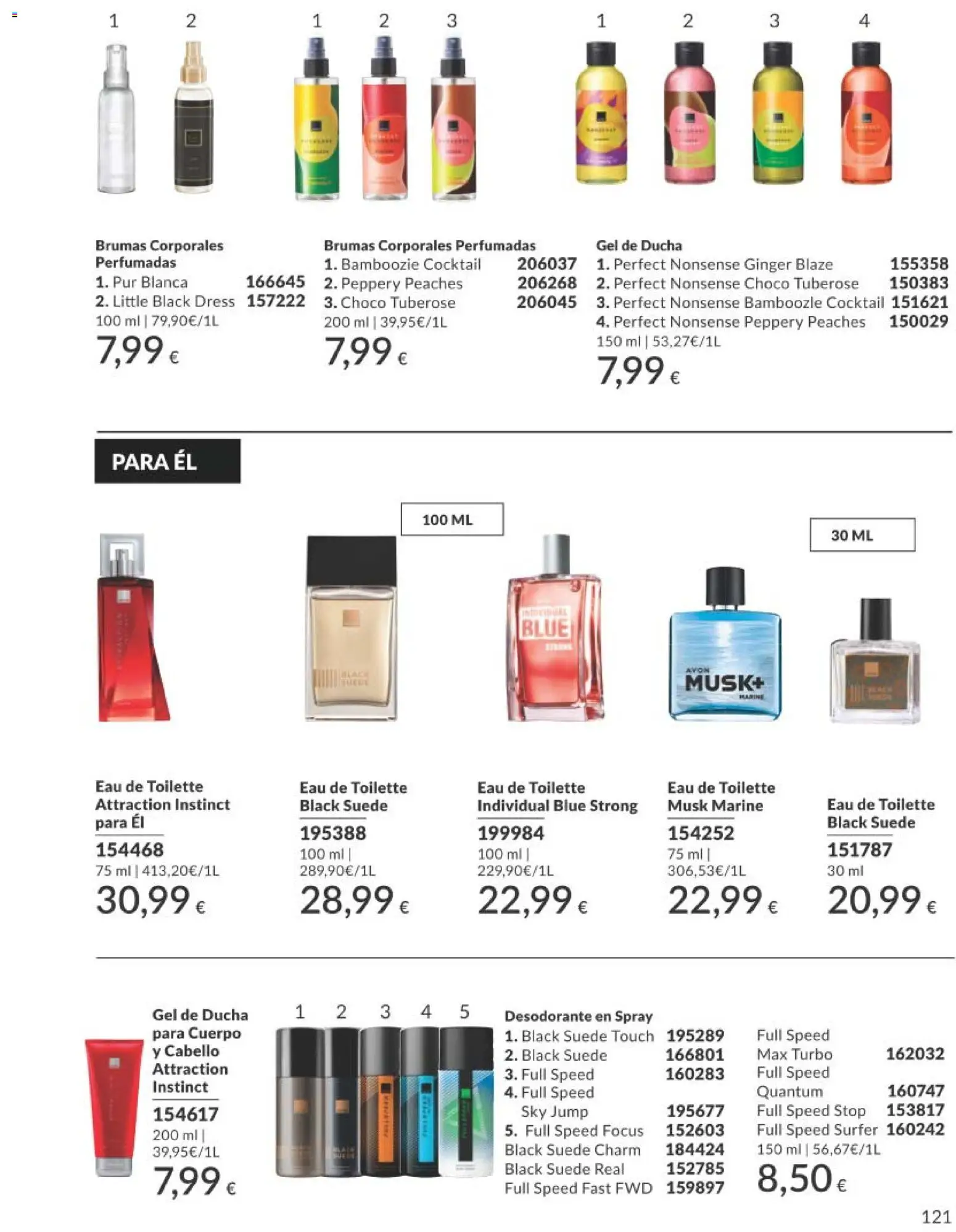 Catálogo AVON campaña 11 Black Friday │ válido desde el 01.11.2025 | Página: 121 | Productos: Eau de toilette, Gel de ducha, Desodorante, Ducha
