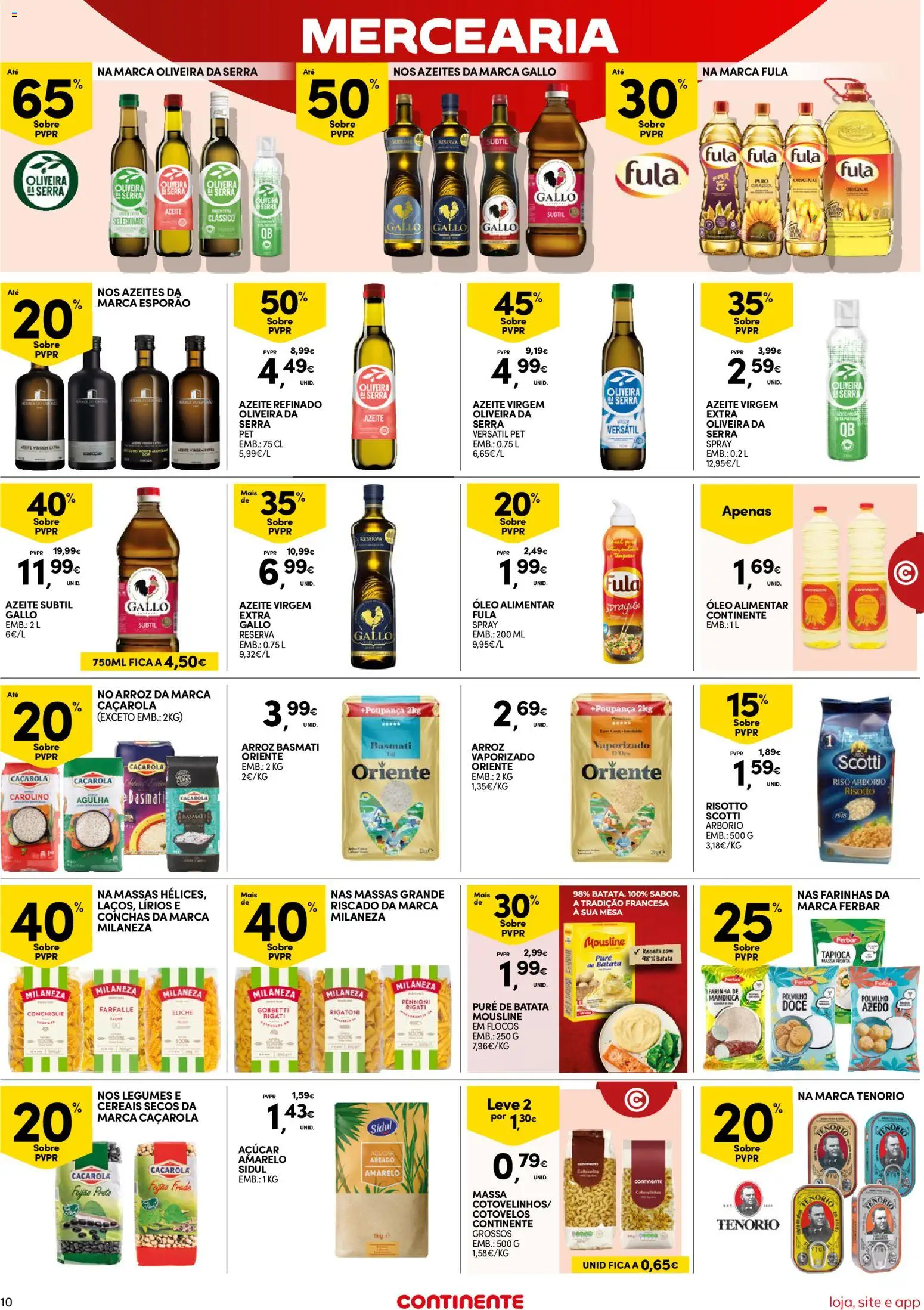 Continente Semanal Continente Bom Dia │ válido de 07.04.2026 | Página: 10 | Produtos: Milaneza, Tapioca, Arroz basmati, Flocos