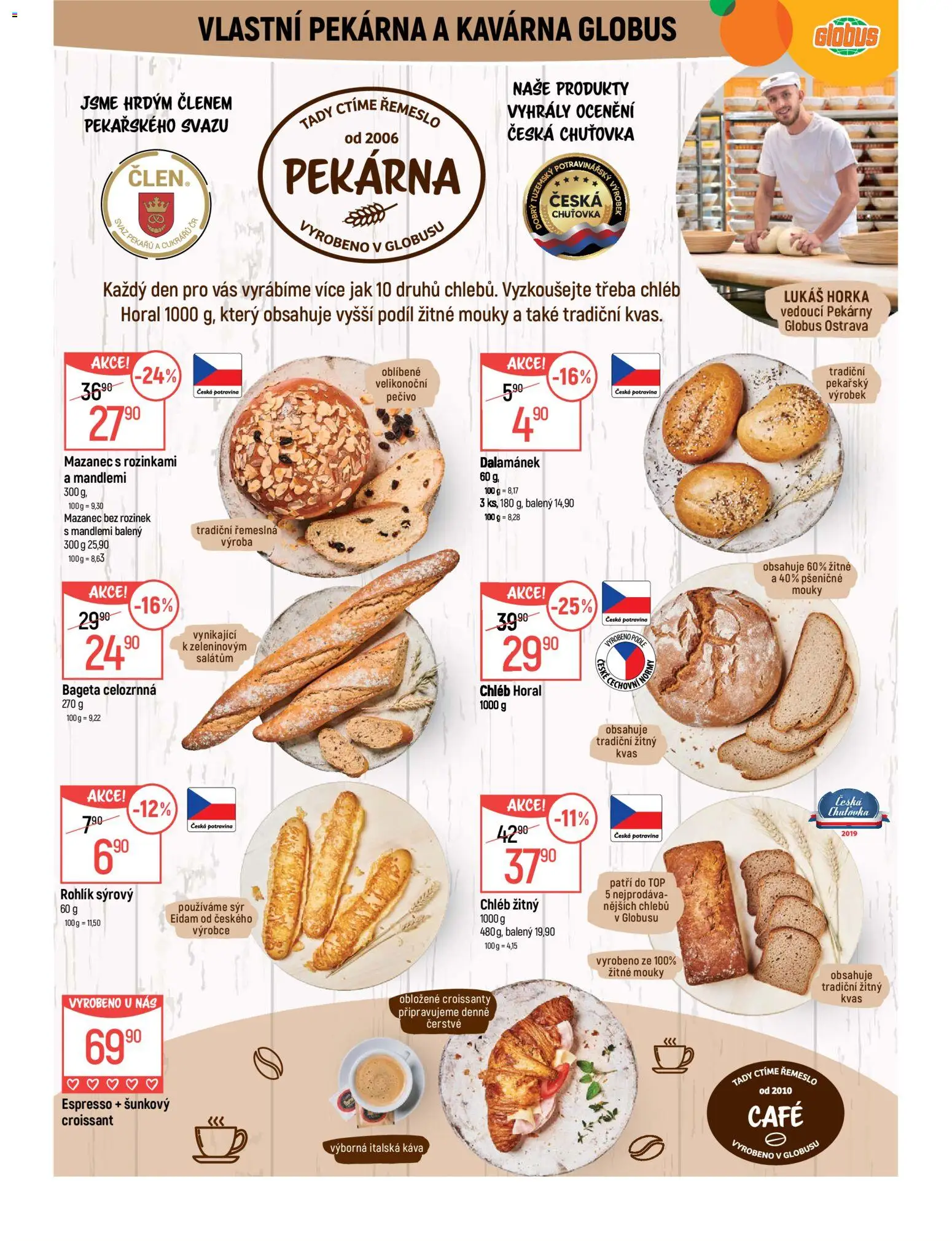 Globus leták - Ostrava od 25.03.2026 | Strana: 6 | Produkty: Káva, Rohlík, Pečivo, Dalamánek