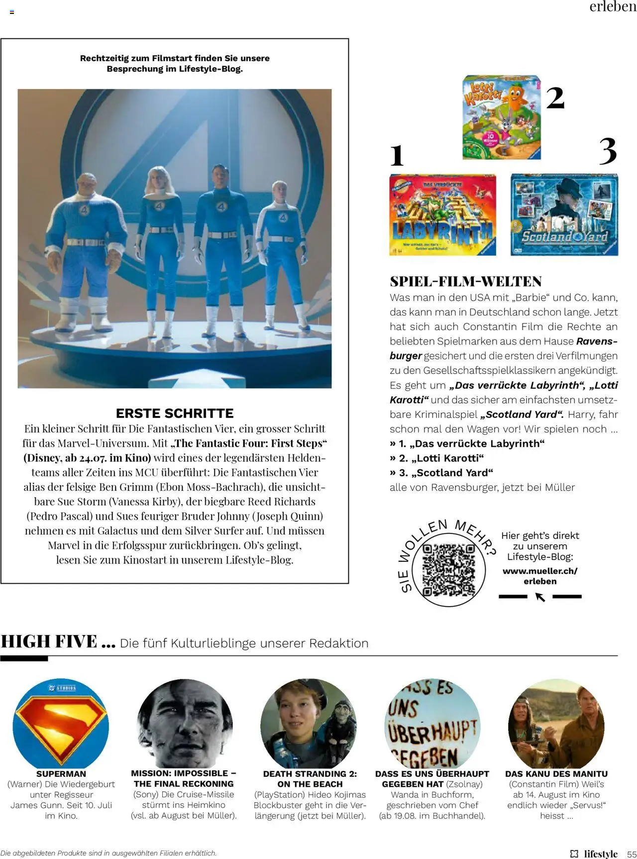 Müller Magazin ab 01.07.2025 | Seite: 55 | Produkte: Heimkino, Burger, Video, Playstation