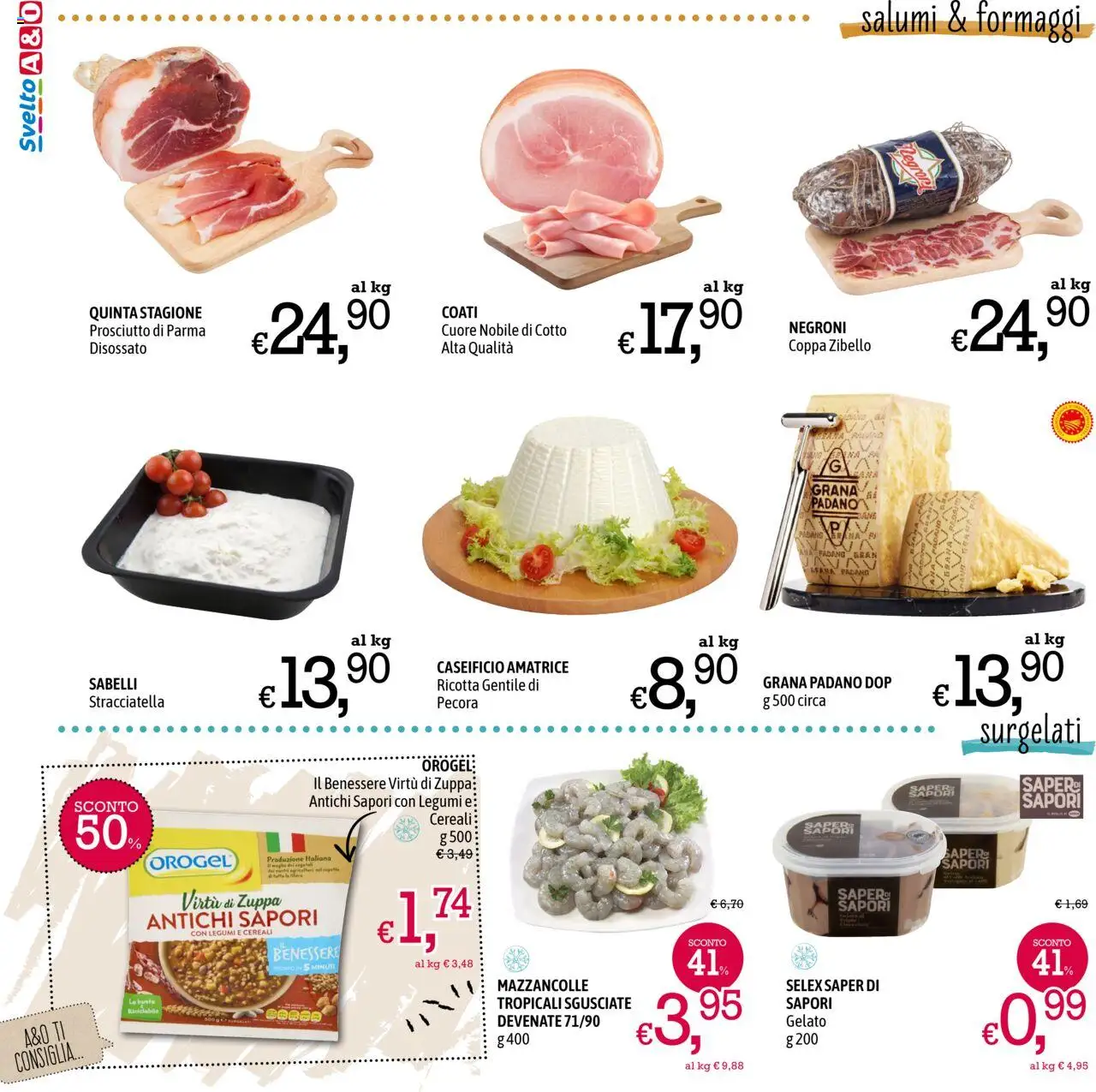 Volantino A&O del 16.10.2025 | Pagina: 2 | Prodotti: Legumi, Gelato, Grana Padano, Ricotta