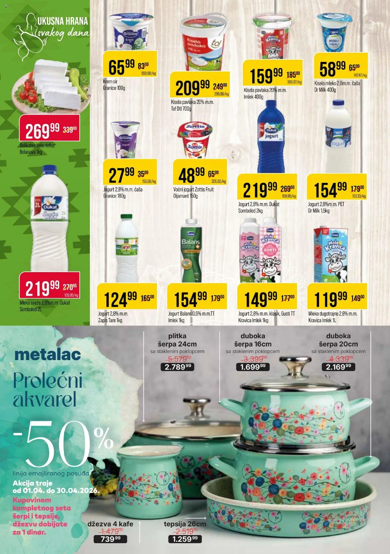 Metalac Proleter katalog - važi od 08.04.2026 | Strana: 4 | Proizvode: Kisela pavlaka, Mleko, Jogurt, Pavlaka