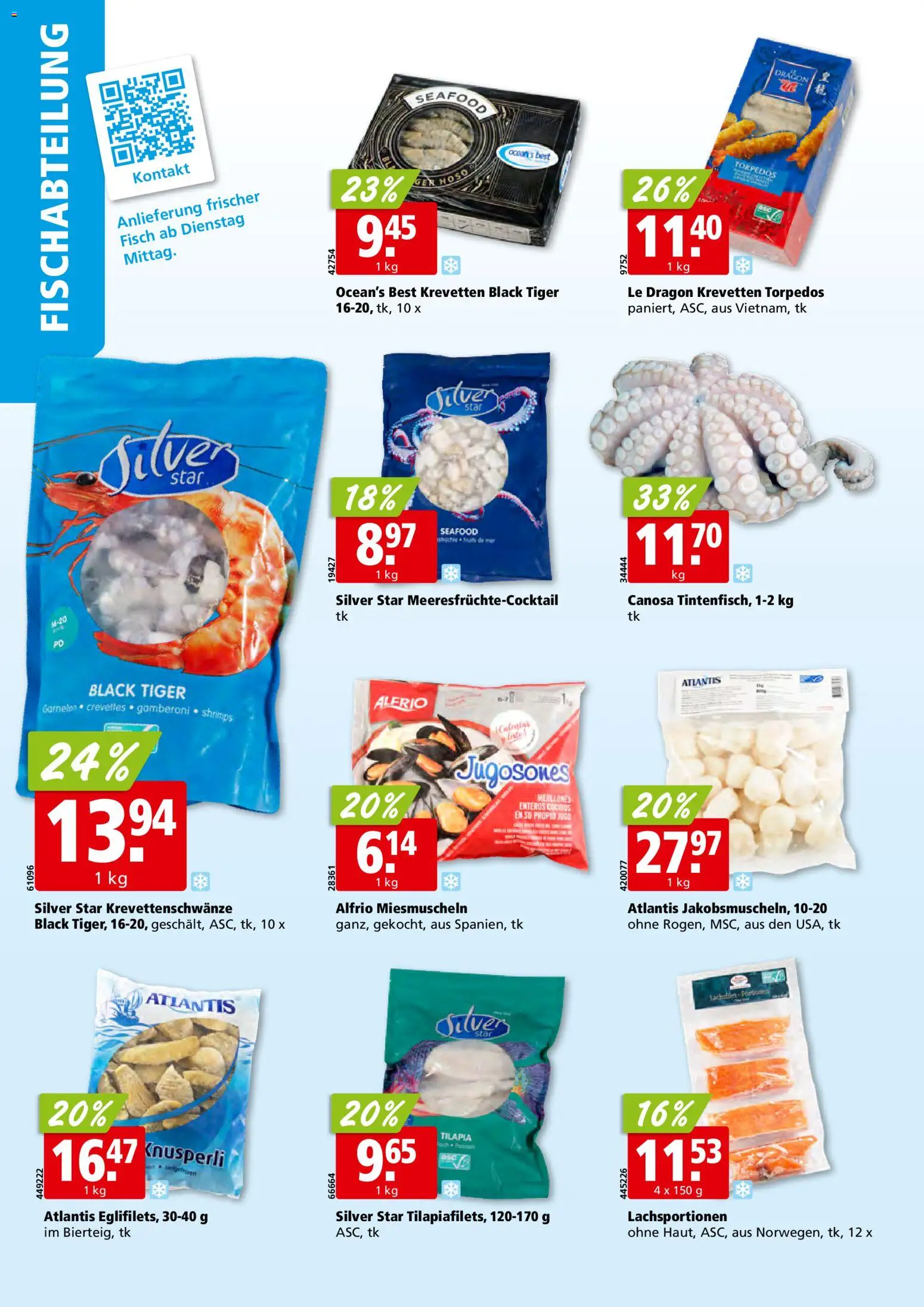 Aligro Aktionen Schlieren, Gossau SG, Frauenfeld, Rapperswil-Jona, Sargans, Bern, Brüttisellen, Pratteln, Emmen, Spreitenbach – gültig ab 26.01.2026 | Seite: 4 | Produkte: Garnelen, Fisch