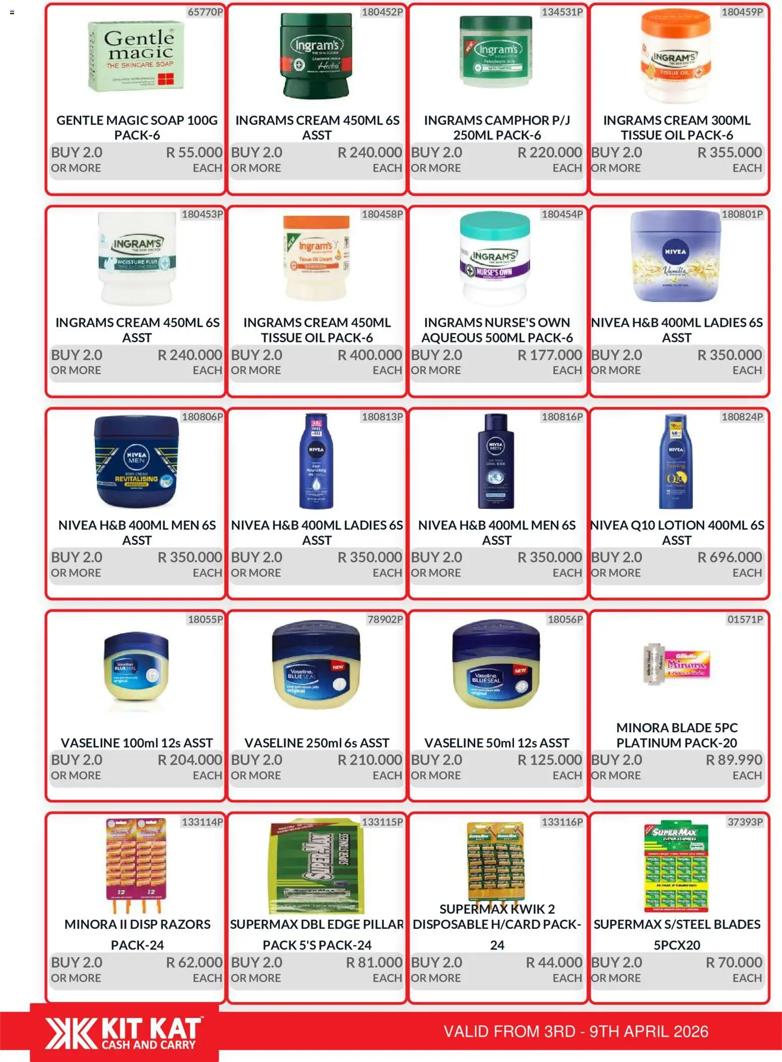 New KIT KAT Cash & Carry catalogue – valid from 03.04.2026 | Page: 22 | Products: Tissue oil, Oil, Cream, Razors