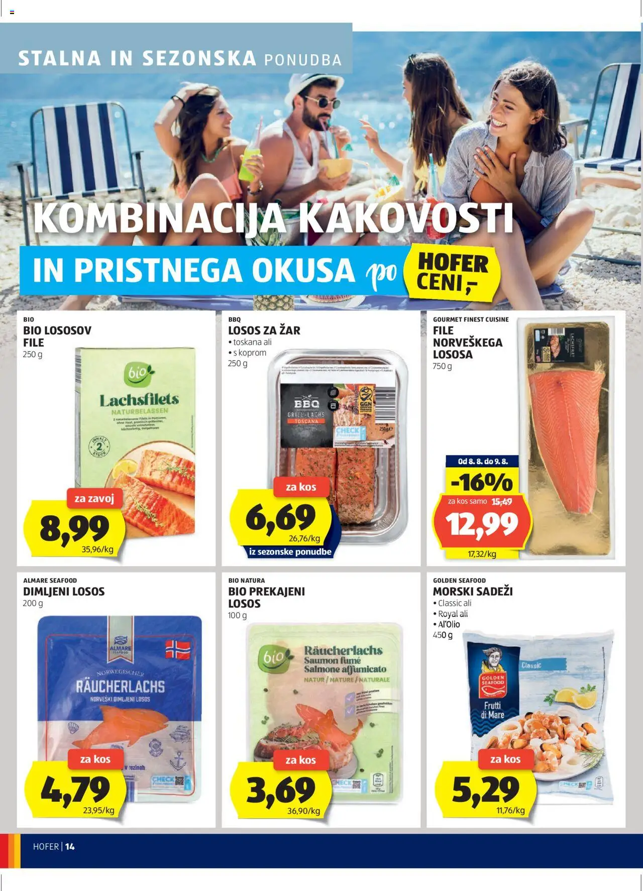 Hofer SI katalog | vrijedi od 07.08.2025 | Stranica: 14 | Proizvodi: Dimljeni losos, Losos