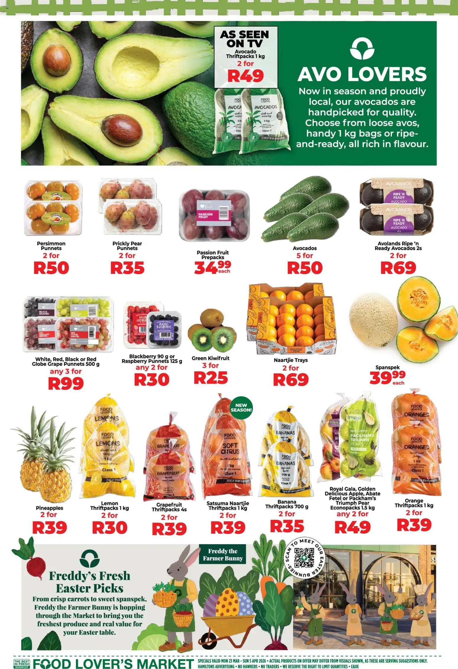 New Food Lover's Market catalogue – valid from 23.03.2026 | Page: 3 | Products: Globe, Avocados, Fruit, Lemon