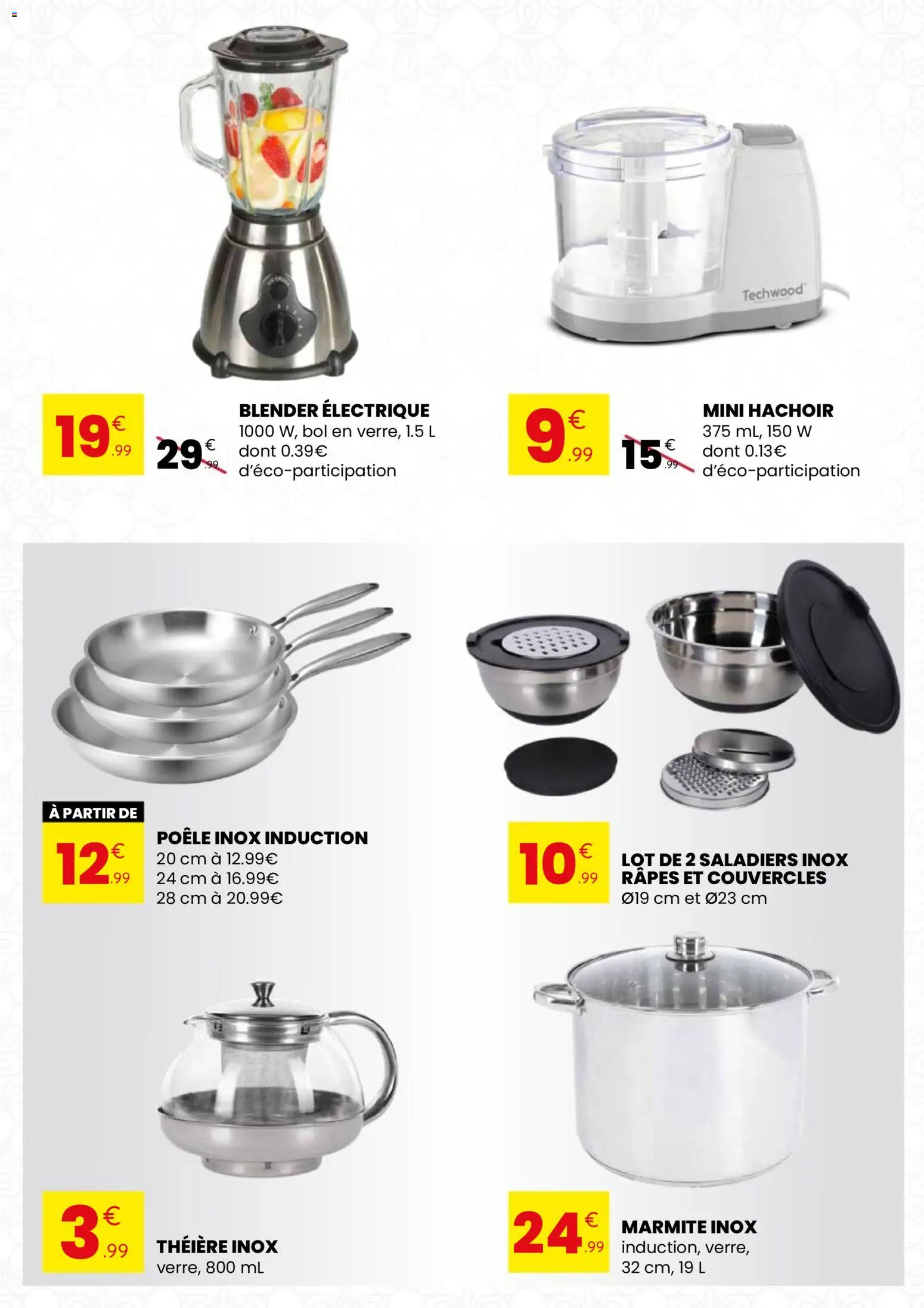 {H1} | Page: 5 | Produits: Théière, Blender, Poêle, Bol