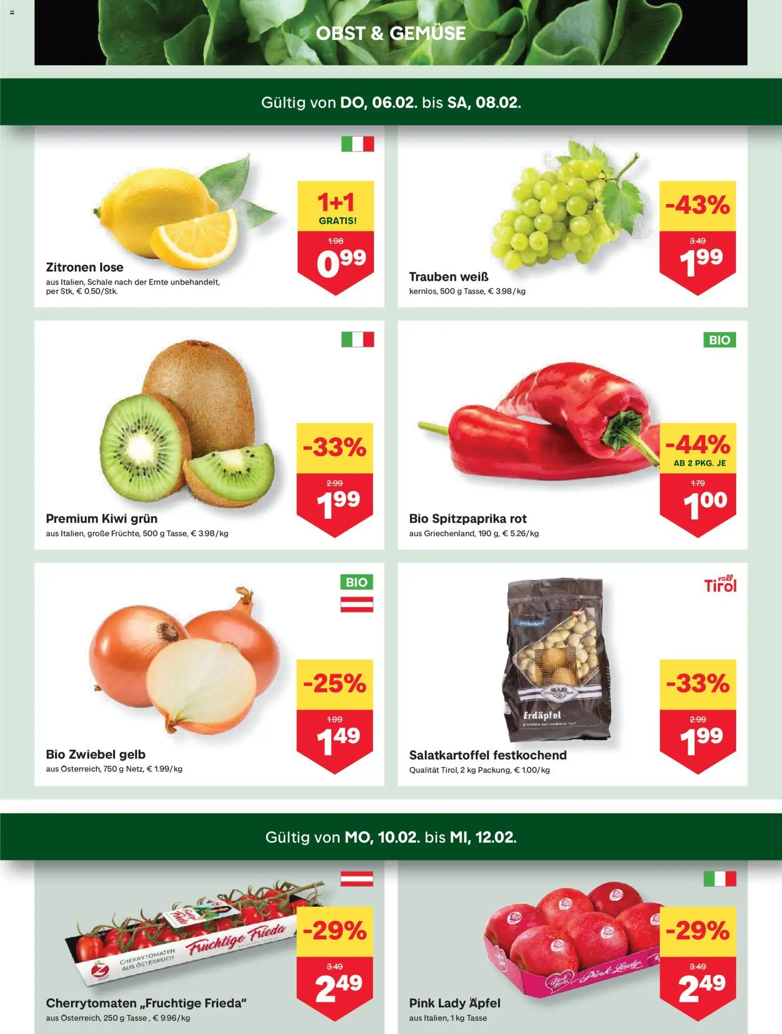 MPREIS Steyr gültig ab 06.02.2026 | Seite: 2 | Produkte: Kiwi, Gemüse, Obst, Äpfel