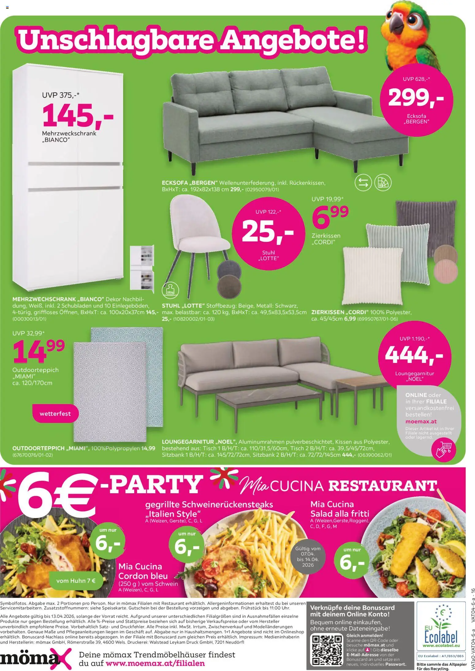 Mömax Prospekt aktuell gültig ab 07.04.2026 | Seite: 16 | Produkte: Kissen, Tisch, Stuhl