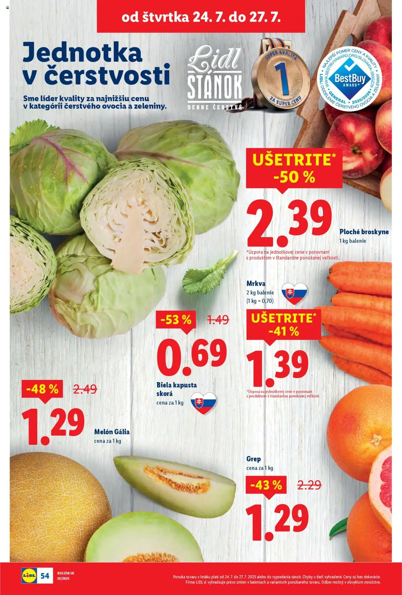 Lidl leták │ platný od 21.07.2025 | Strana: 76 | Produkty: Kapusta, Melón, Grep, Broskyne
