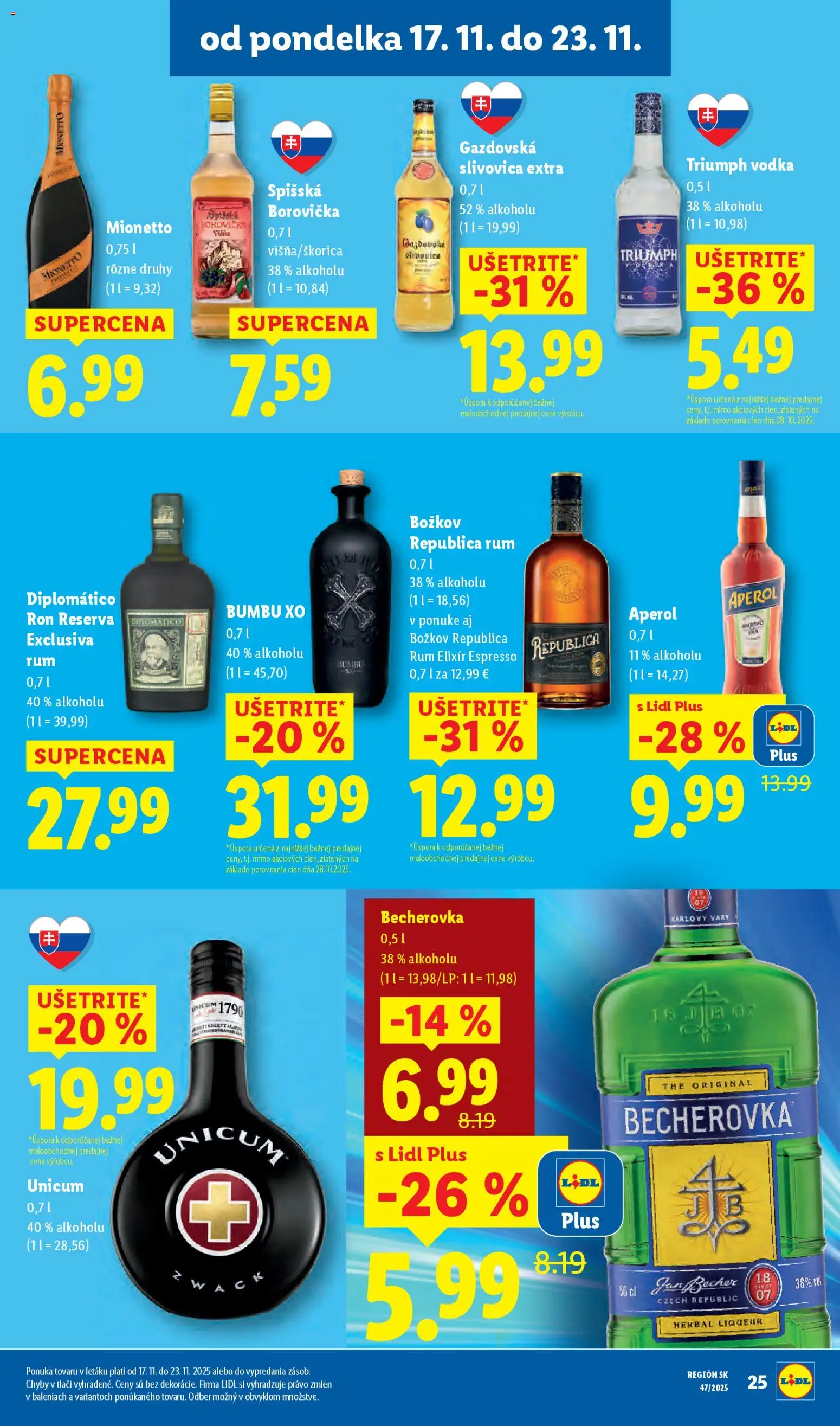 Nové Lidl akcie – leták je platný od 20.11.2025 | Strana: 79 | Produkty: Becherovka, Borovička, Božkov, Republica