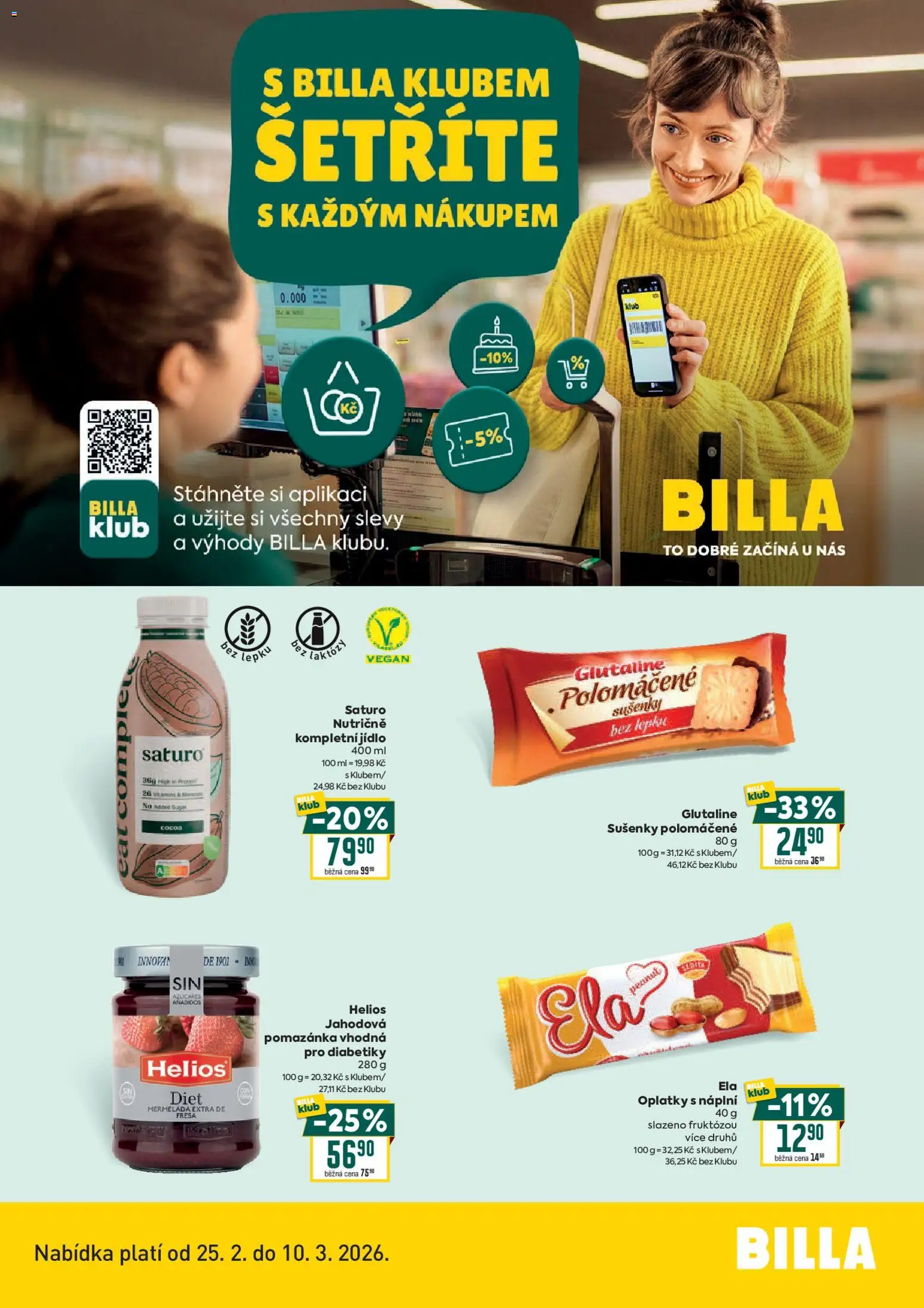 Billa leták - Bonus club od 25.02.2026 | Strana: 2 | Produkty: Vegan, Pomazánka, Protein, Oplatky