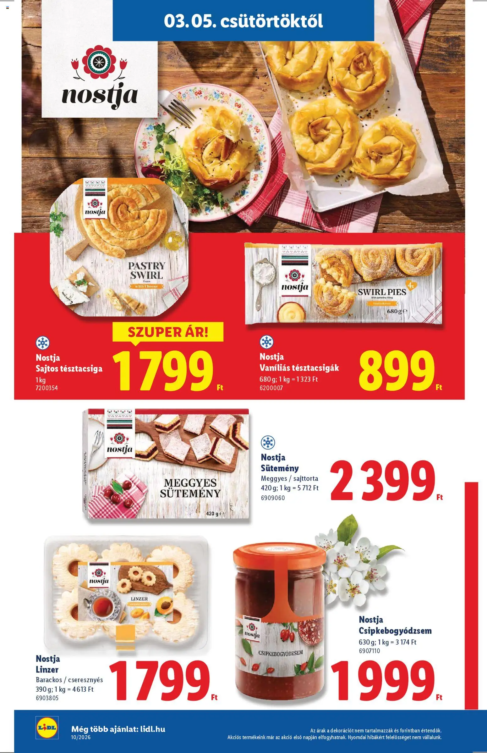 Lidl akciós ujság - amely érvényes a következő dátumtól: 05.03.2026 | Oldal: 20 | Termékek: Sajttorta, Linzer, Sütemény