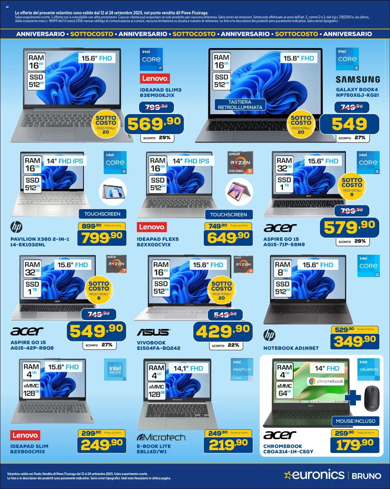 Volantino Euronics del 12.09.2025 | Pagina: 9 | Prodotti: Notebook, Mouse, Tastiera, Samsung