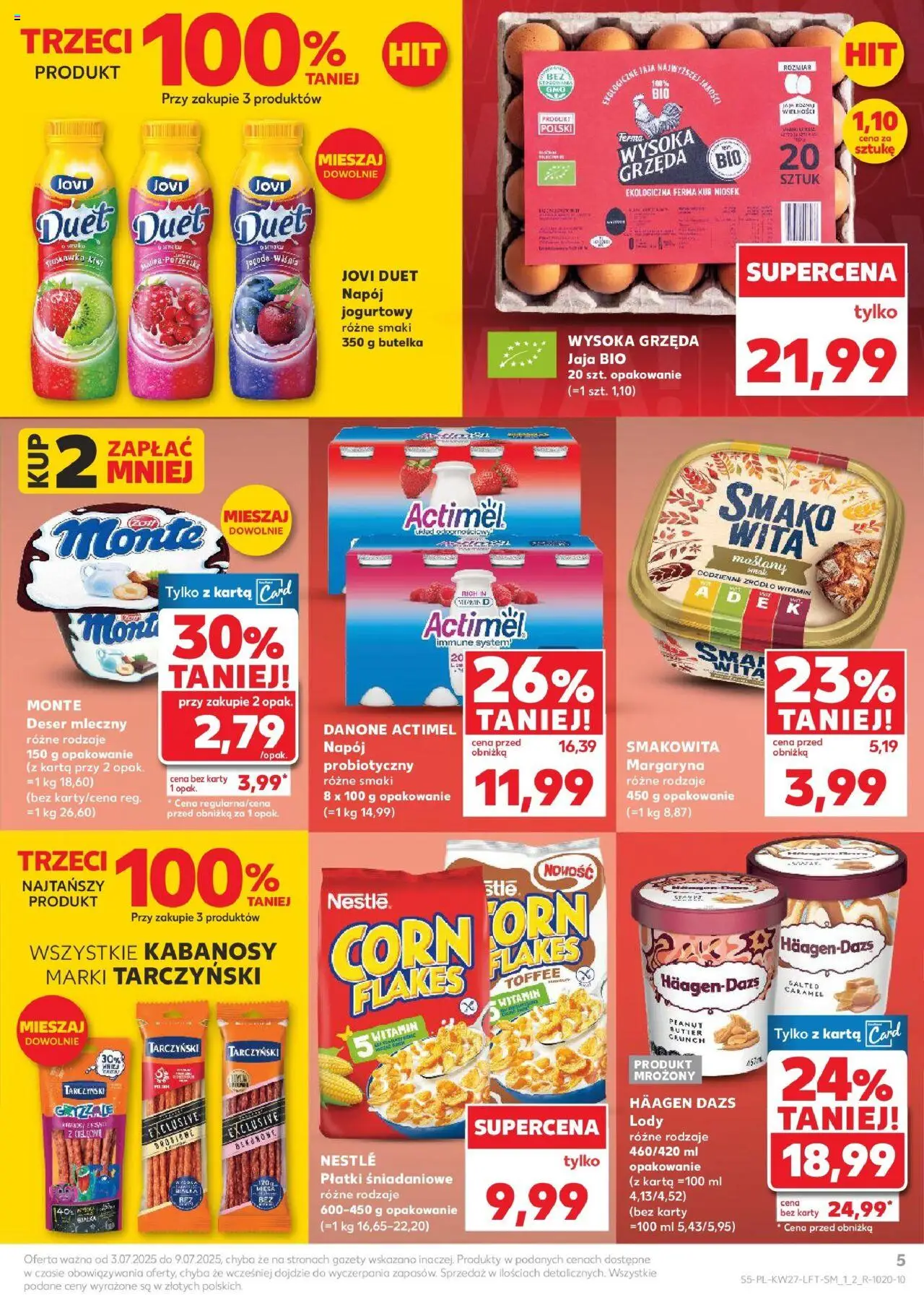Kaufland gazetka od 03.07.2025 | Strona: 5 | Produkty: Karta, Płatki śniadaniowe, Kiwi, Jaja