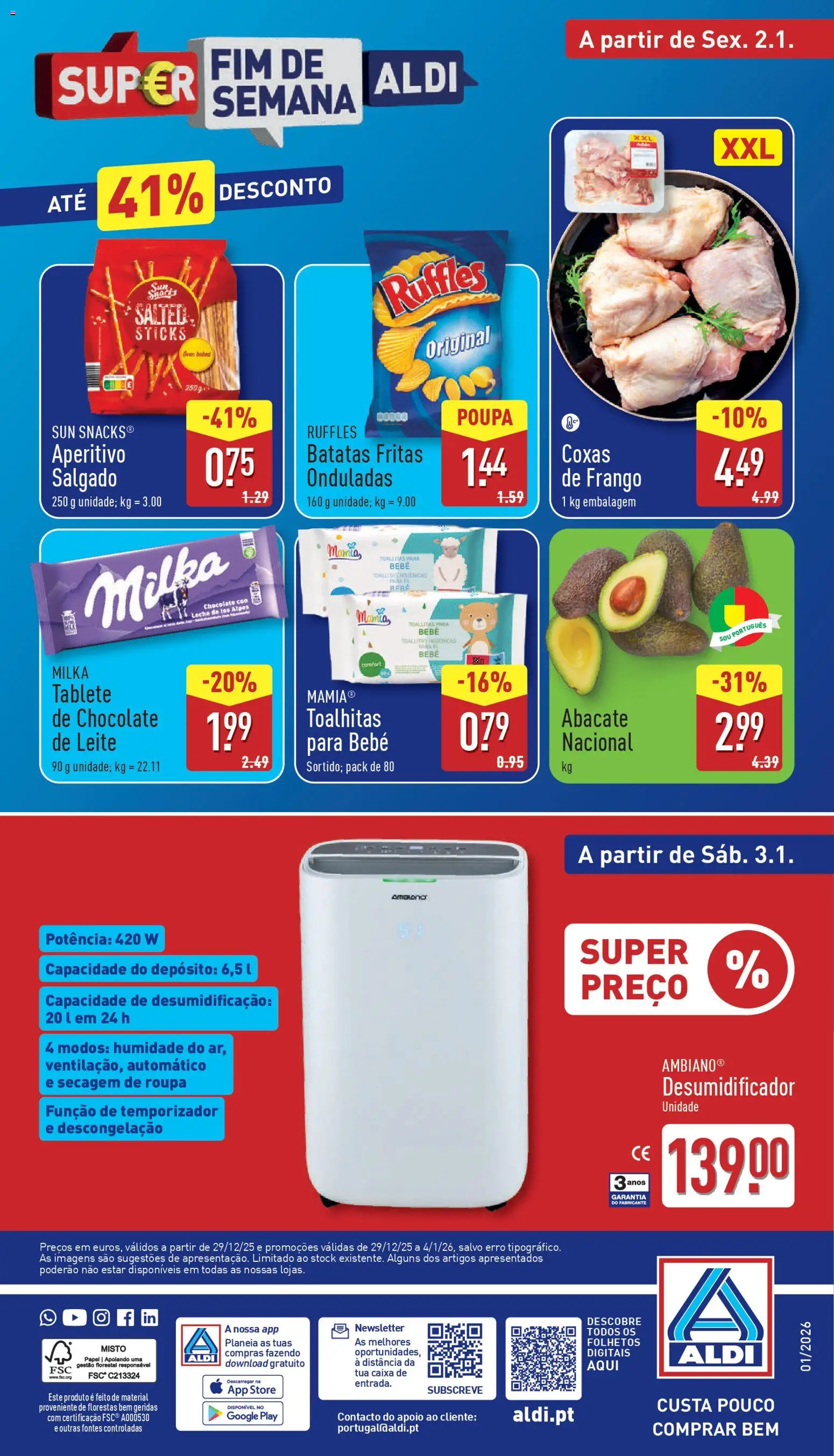 Aldi folheto │ válido de 29.12.2025 | Página: 32 | Produtos: Frango, Leite, Abacate, Batatas fritas