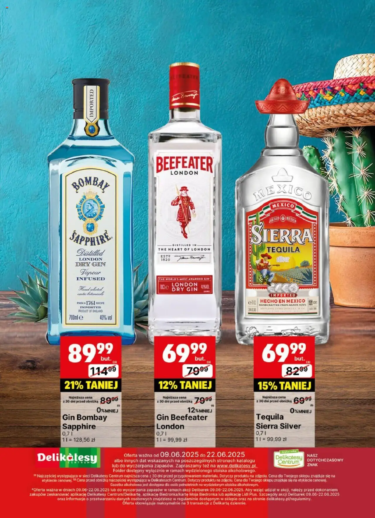 Delikatesy Centrum Gazetka - DeliBarek od 09.06.2025 | Strona: 21 | Produkty: Gin Bombay, Delikatesy, Tequila, Gin