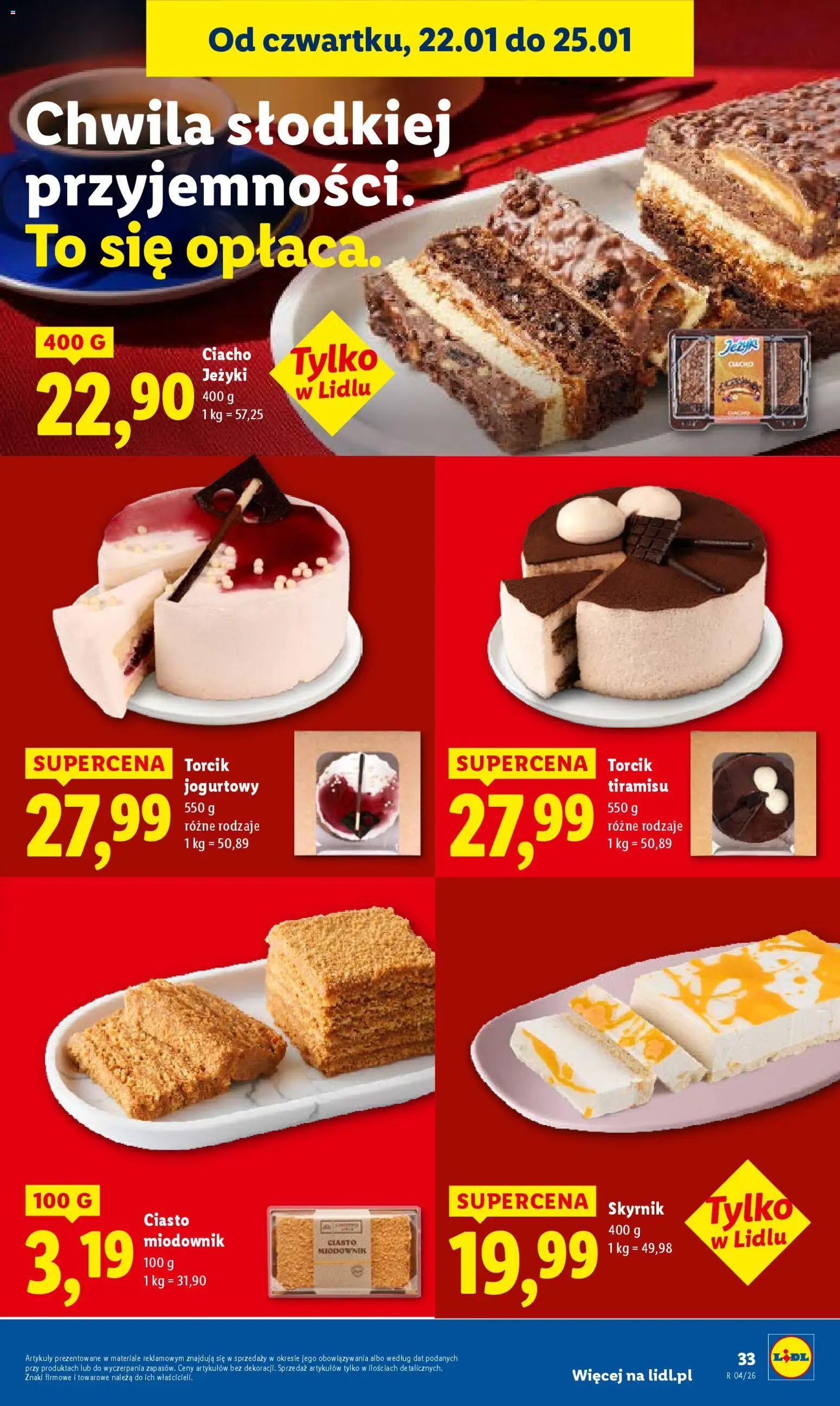 Lidl Gazetka od 22.01.2026 | Strona: 33 | Produkty: Ciasto, Tiramisu