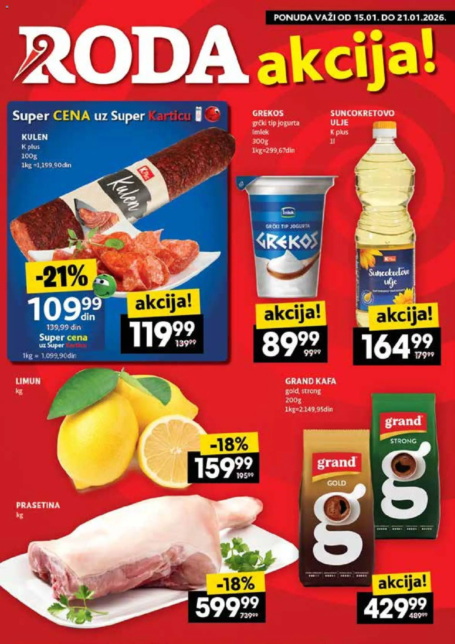 Roda katalog - važi od 15.01.2026 | Strana: 1 | Proizvode: Kulen, Ulje, Kafa, Limun