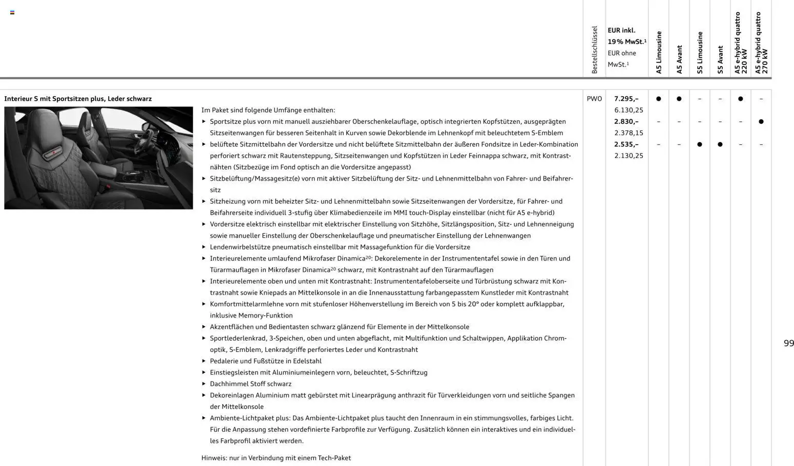 Audi A5 – gültig ab 28.10.2025 | Seite: 99