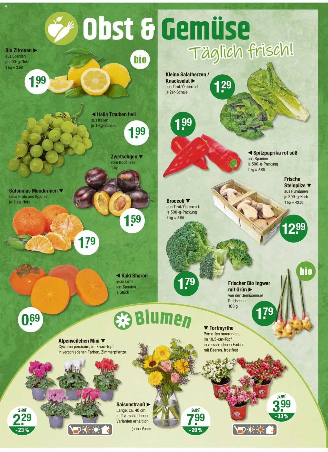 V-Markt - M&#252;nchen – gültig ab 25.09.2025 | Seite: 4 | Produkte: Trauben, Blumen, Zwetschgen, Kaki