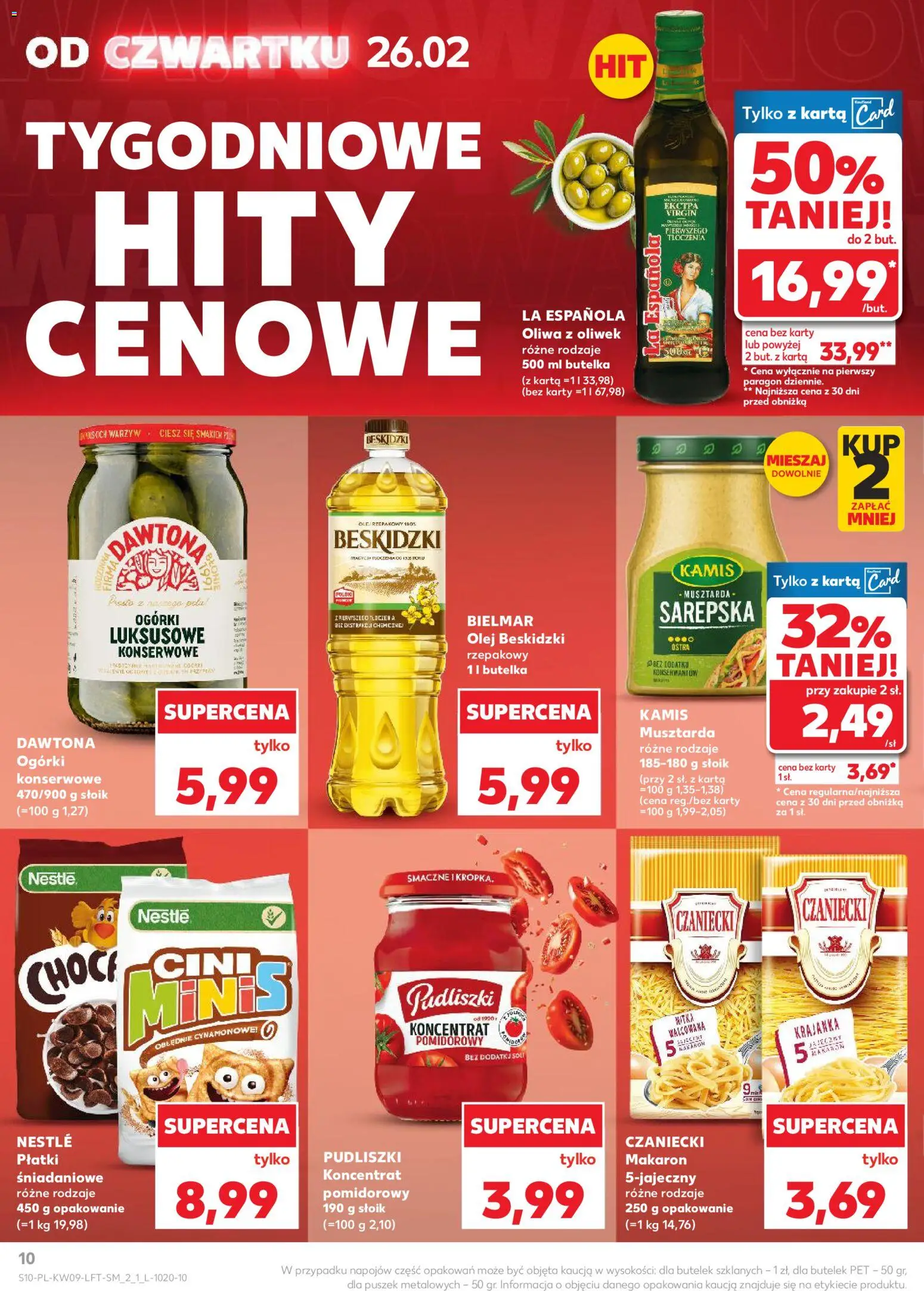 Kaufland gazetka od 26.02.2026 | Strona: 10 | Produkty: Karta, Oliwa z oliwek, Musztarda, Ogórki