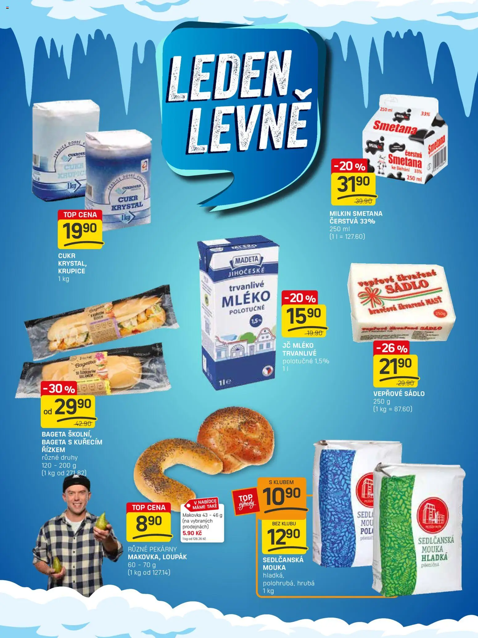 Flop leták - FlopTop od 07.01.2026 | Strana: 2 | Produkty: Mléko polotučné, Mléko, Smetana, Bageta