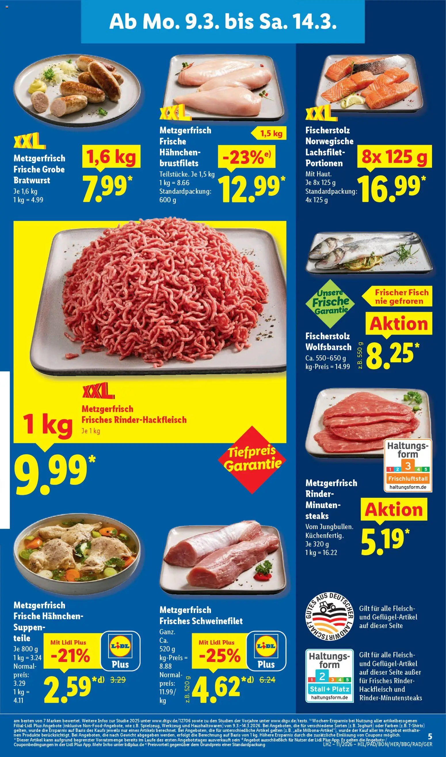 Lidl Prospekt Grimma – gültig ab 09.03.2026 | Seite: 11 | Produkte: Joghurt, Bratwurst, Fisch, Hackfleisch