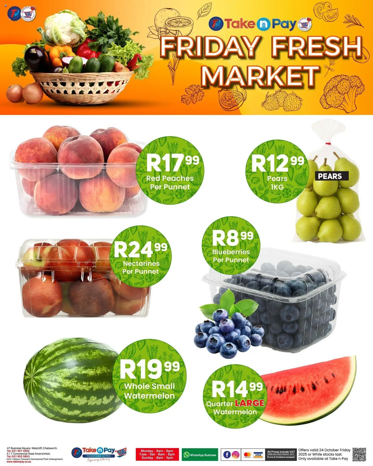 New Take n Pay catalogue – valid from 24.10.2025 | Page: 7 | Products: Pears, Blueberries, Nectarines