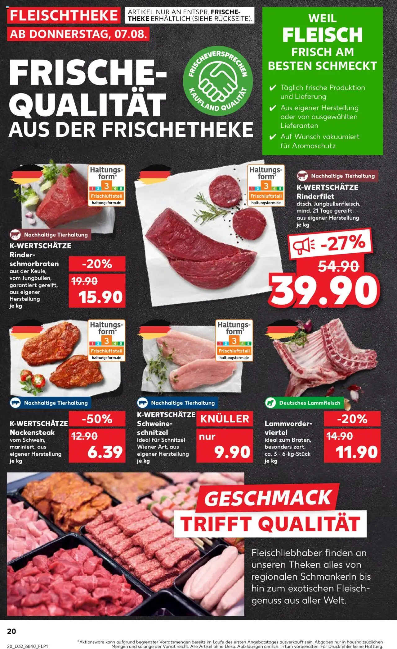 Kaufland prospekt Hamburg	 - gültig ab dem 07.08.2025 | Seite: 20 | Produkte: Theke, Rinderfilet, Schnitzel, Fleisch