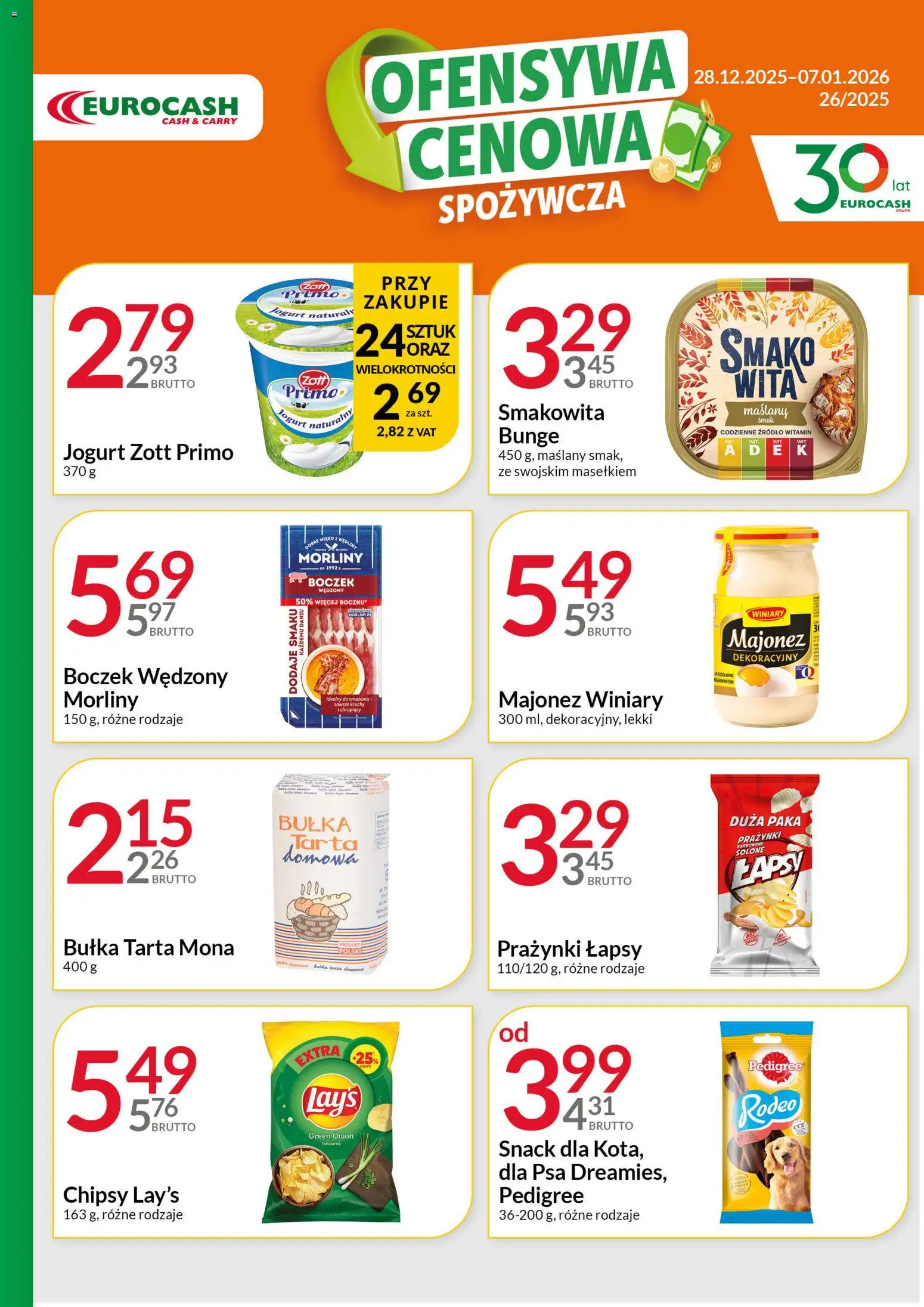 Eurocash Gazetka - Ofensywa Spożywcza od 28.12.2025 | Strona: 1 | Produkty: Jogurt naturalny, Boczek wędzony, Boczek, Majonez