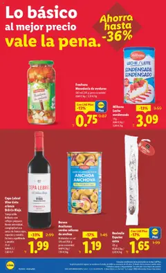 Vista previa Baresa Aceitunas verdes rellenas de anchoa, Reducidas en sal. 370 ml (150 g peso escurrido) válido desde el 06.10.2025 | Página: 2 | Productos: Leche, Vino, Peso, Anchoa