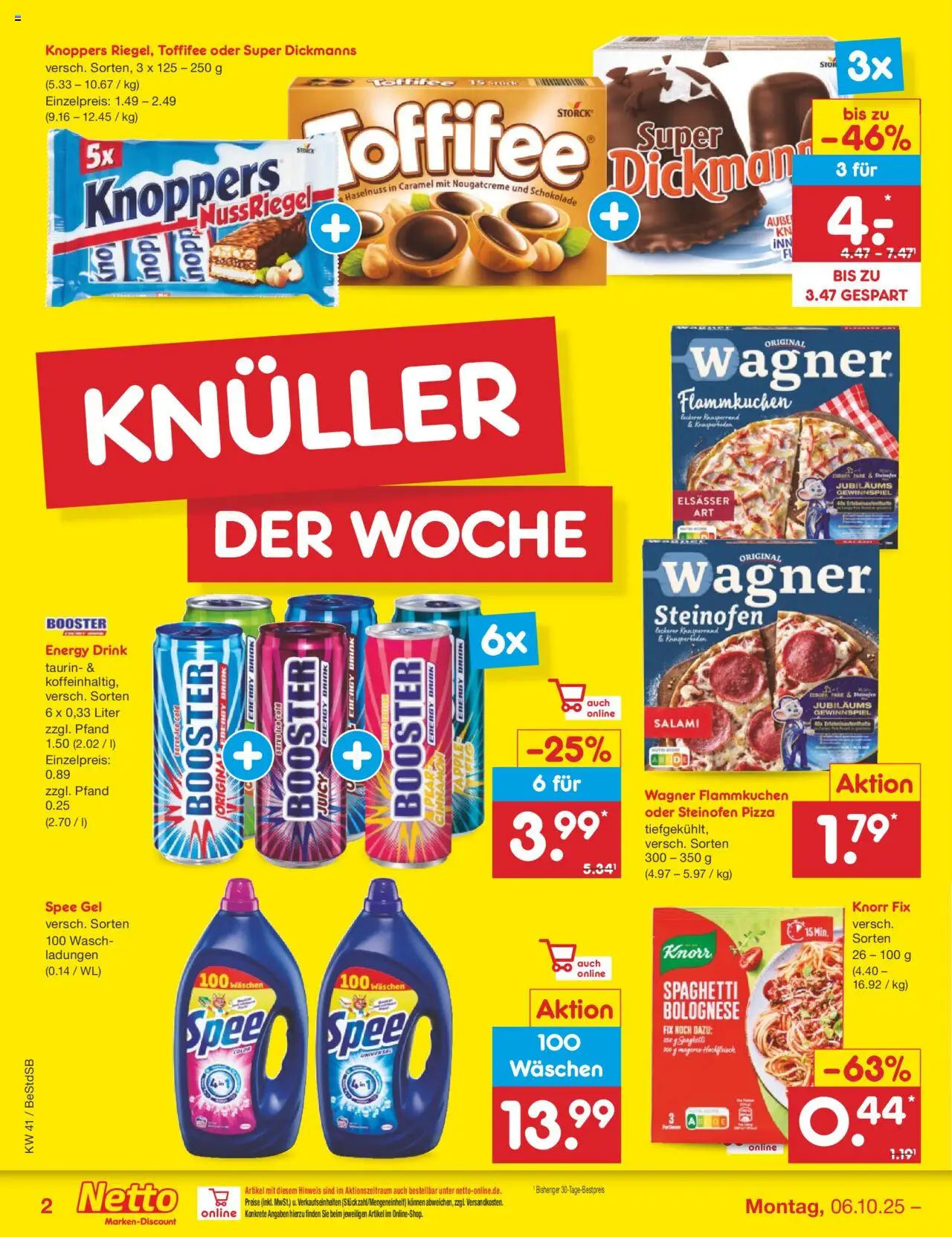 Netto Marken-Discount Prospekt 	 – gültig ab 06.10.2025 | Seite: 2 | Produkte: Knorr fix, Energy, Knorr, Pizza