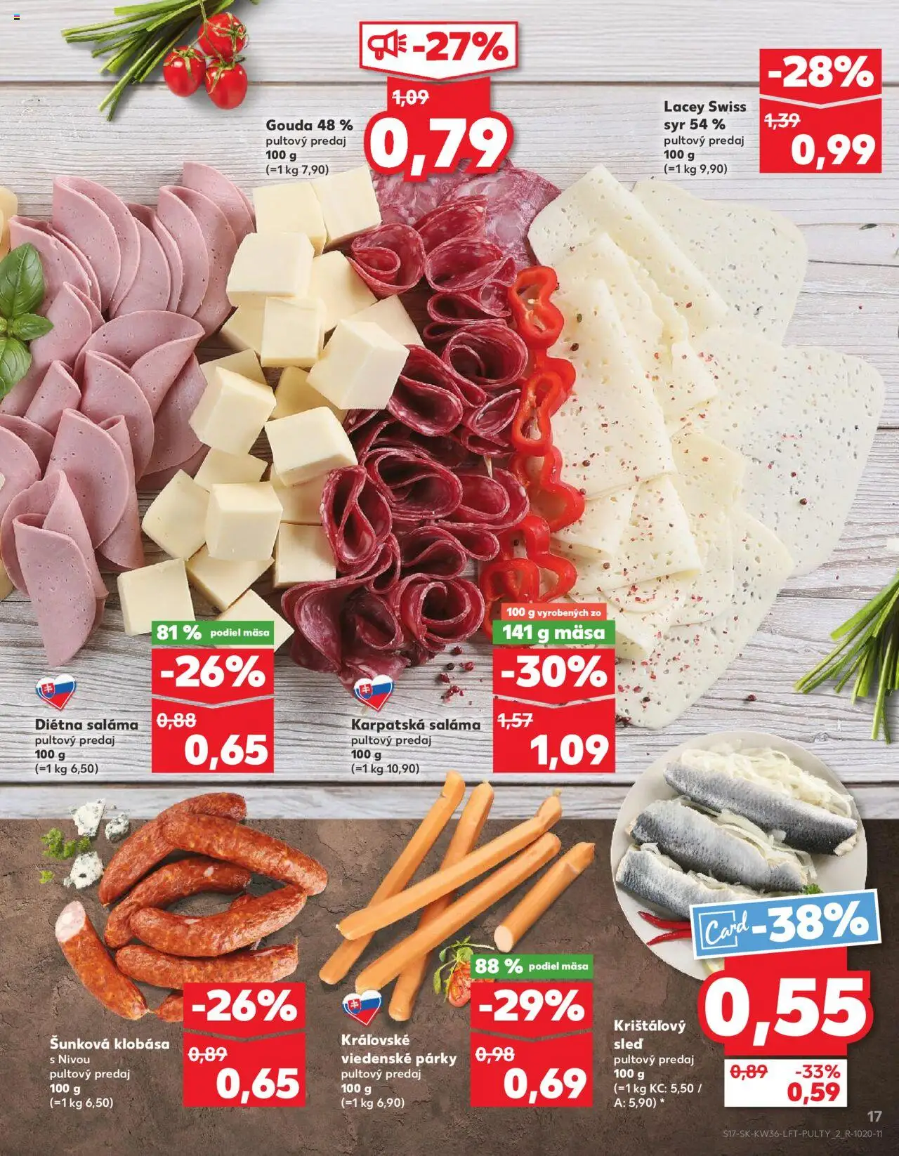 Nové Kaufland akcie – leták je platný od 04.09.2025 | Strana: 17 | Produkty: Syr, Saláma, Gouda, Párky