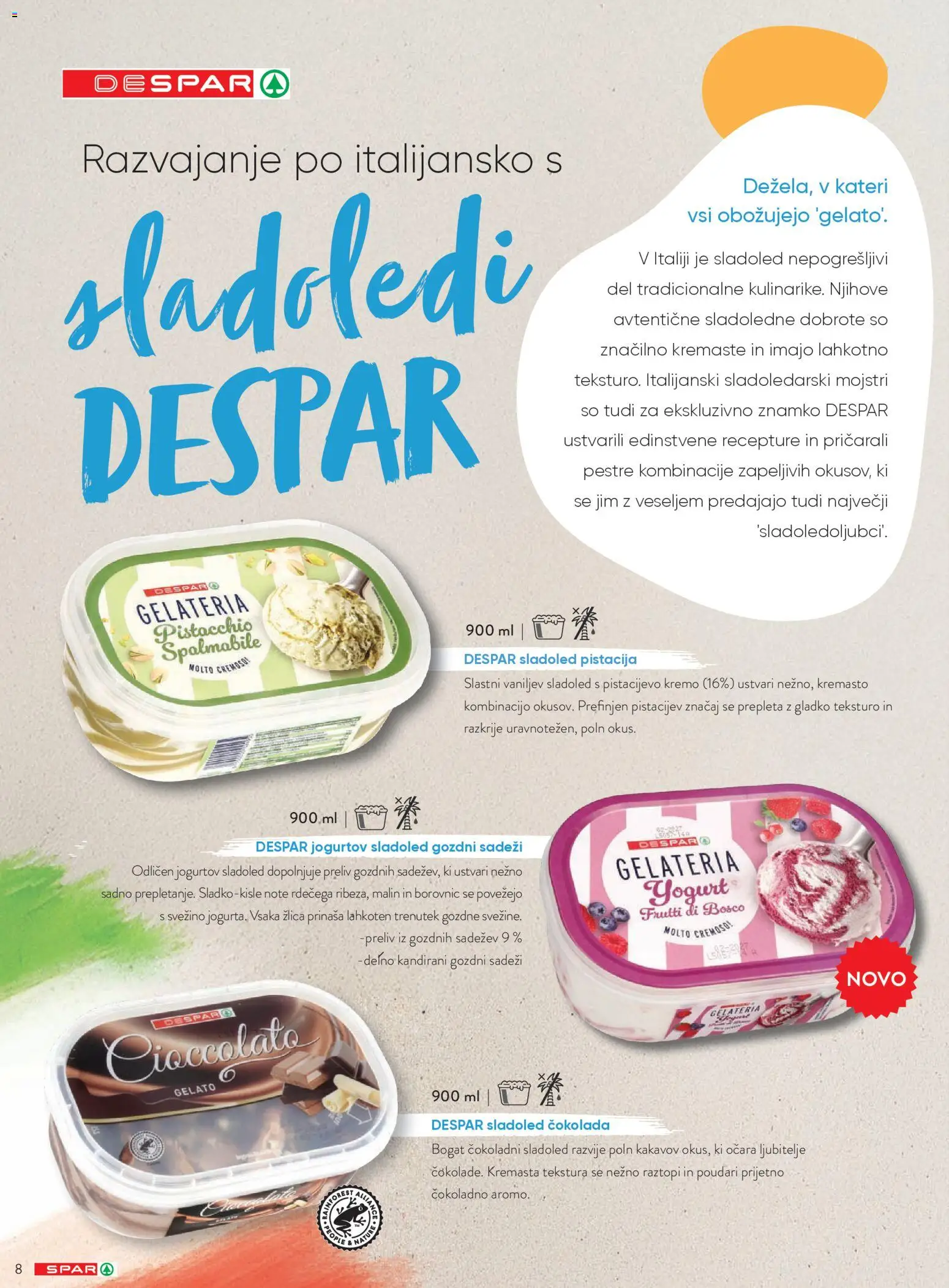 Novi Spar katalog ponudbe – veljaven od 20.04.2026 | Stran: 8 | Izdelki: Žlica, Cokolada, Sladoled