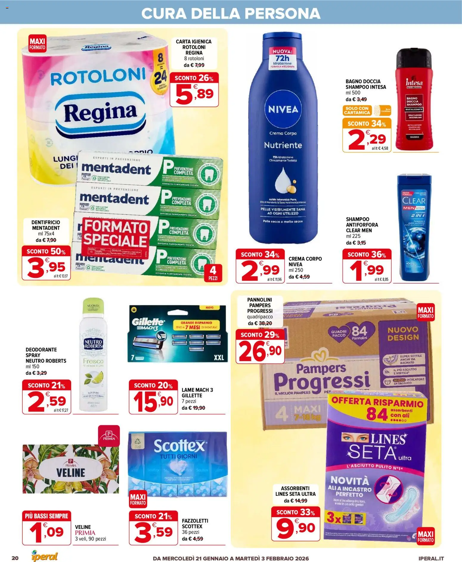 Volantino Iperal del 21.01.2026 | Pagina: 20 | Prodotti: Shampoo, Crema, Tè, Guanti