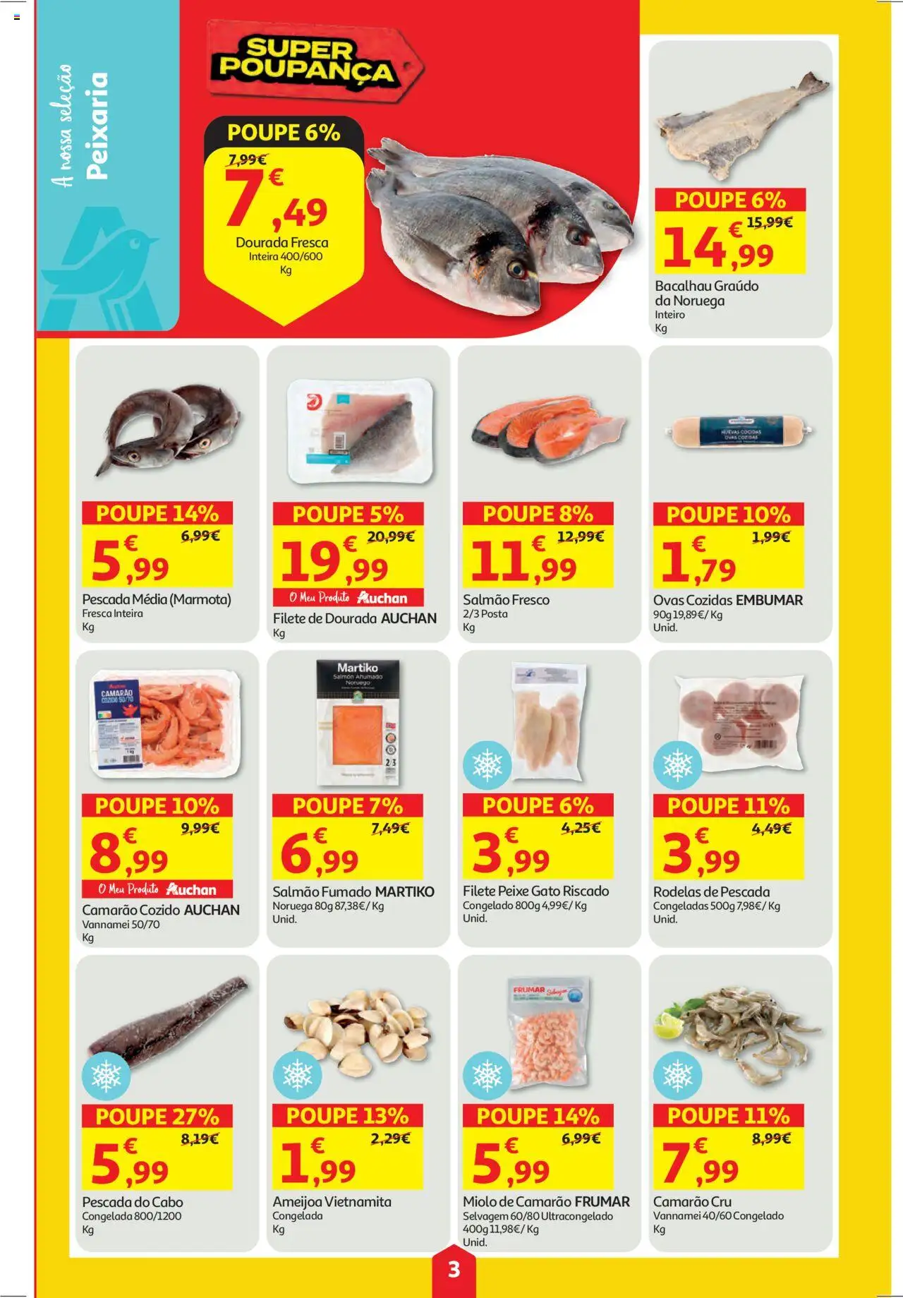 Auchan folheto │ válido de 11.09.2025 | Página: 3 | Produtos: Cabo, Pescada, Pescada do cabo, Peixe