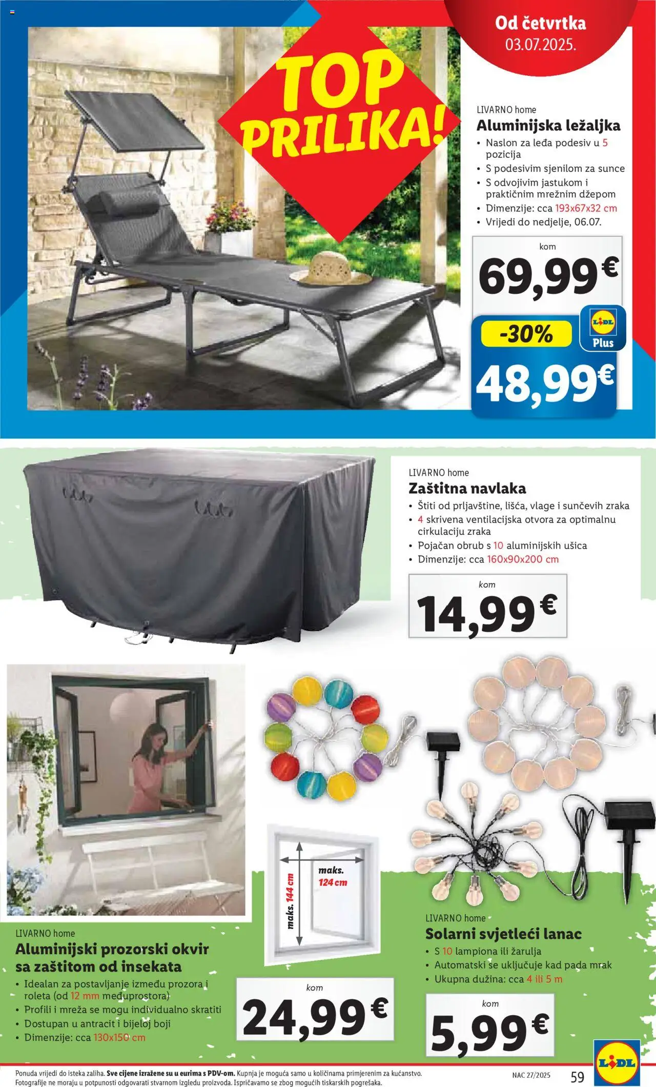 Lidl katalog | vrijedi od 30.06.2025 | Stranica: 59 | Proizvodi: Ležaljka