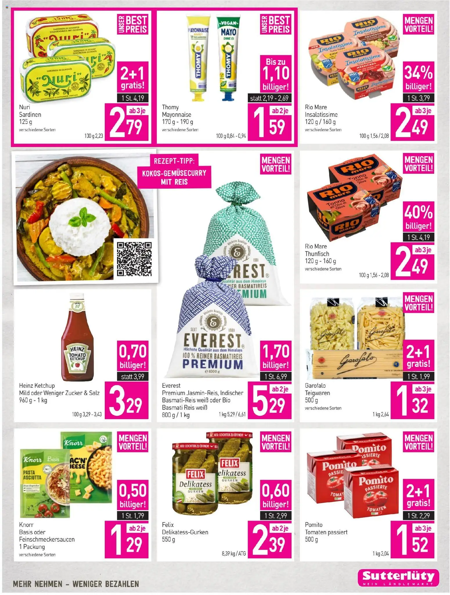 Sutterlüty Flugblatt gültig ab 13.11.2025 | Seite: 17 | Produkte: Ketchup, Mayonnaise, Salz, Reis