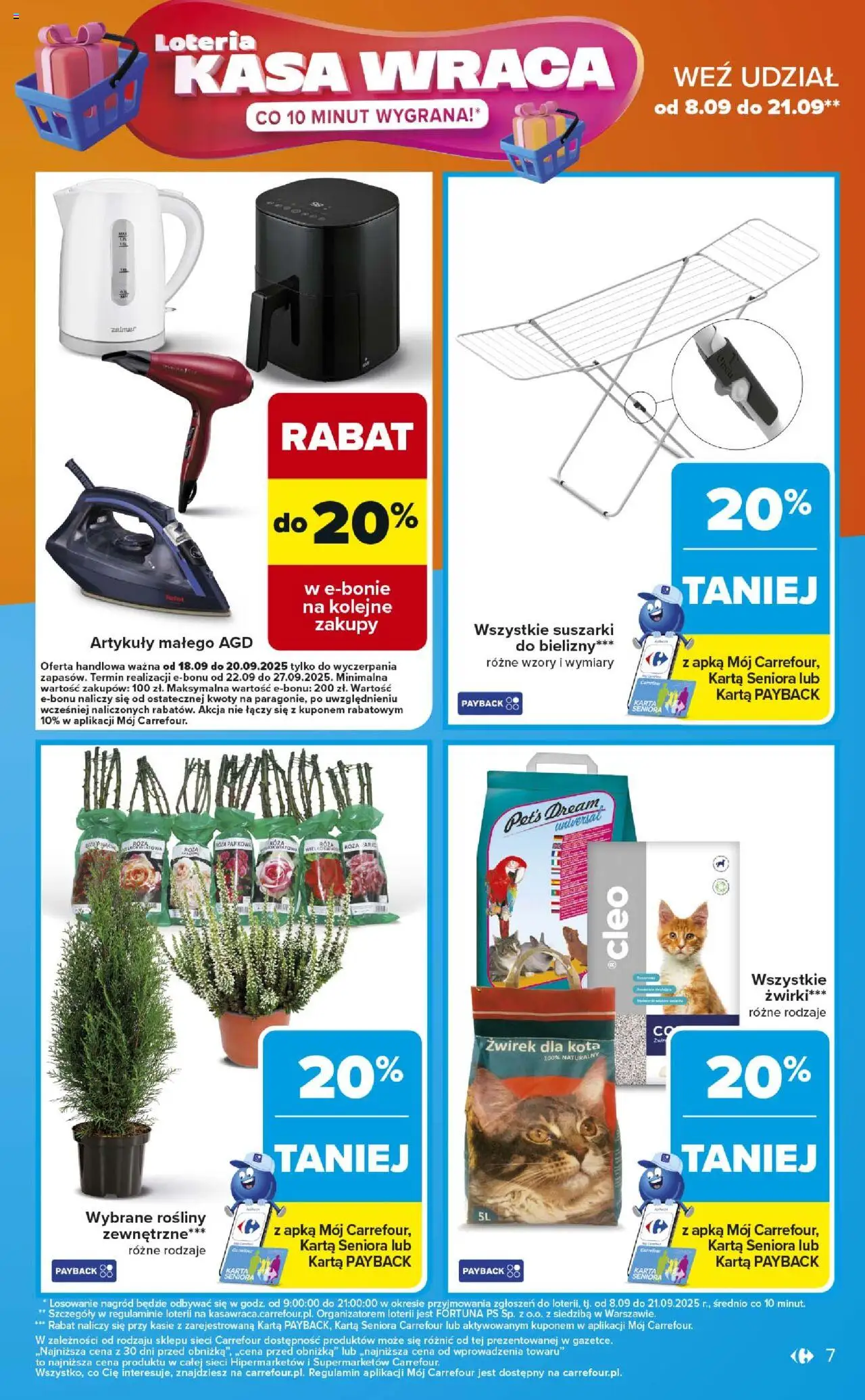 Carrefour Gazetka - Weekend promek już od czwartku od 18.09.2025 | Strona: 7 | Produkty: Karta, Żwirek dla kota, Rosliny