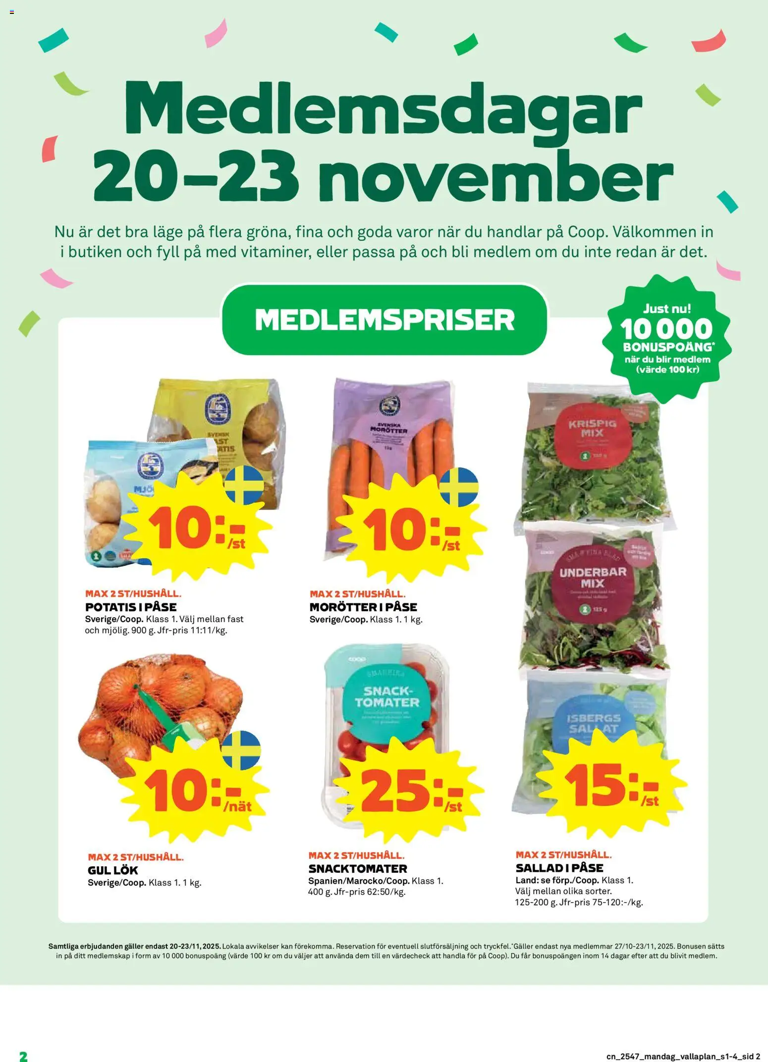 Coop reklamblad aktuell från 17.11.2025 | Sida: 2 | Produkter: Galler, Gul lök, Tomater, Potatis