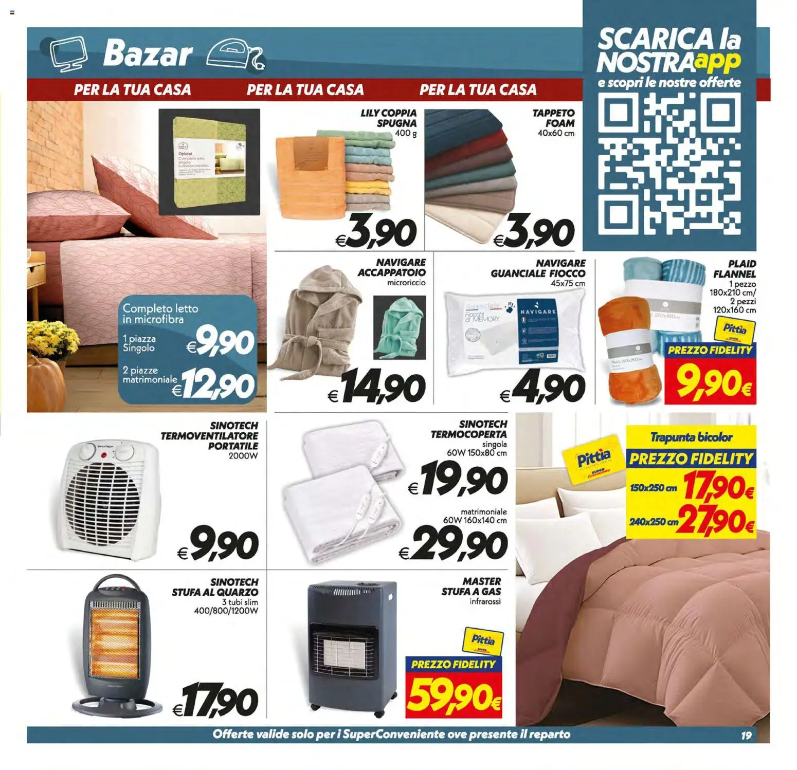 Volantino SuperConveniente del 05.01.2026 | Pagina: 19 | Prodotti: Spugna, Plaid, Accappatoio, Stufa