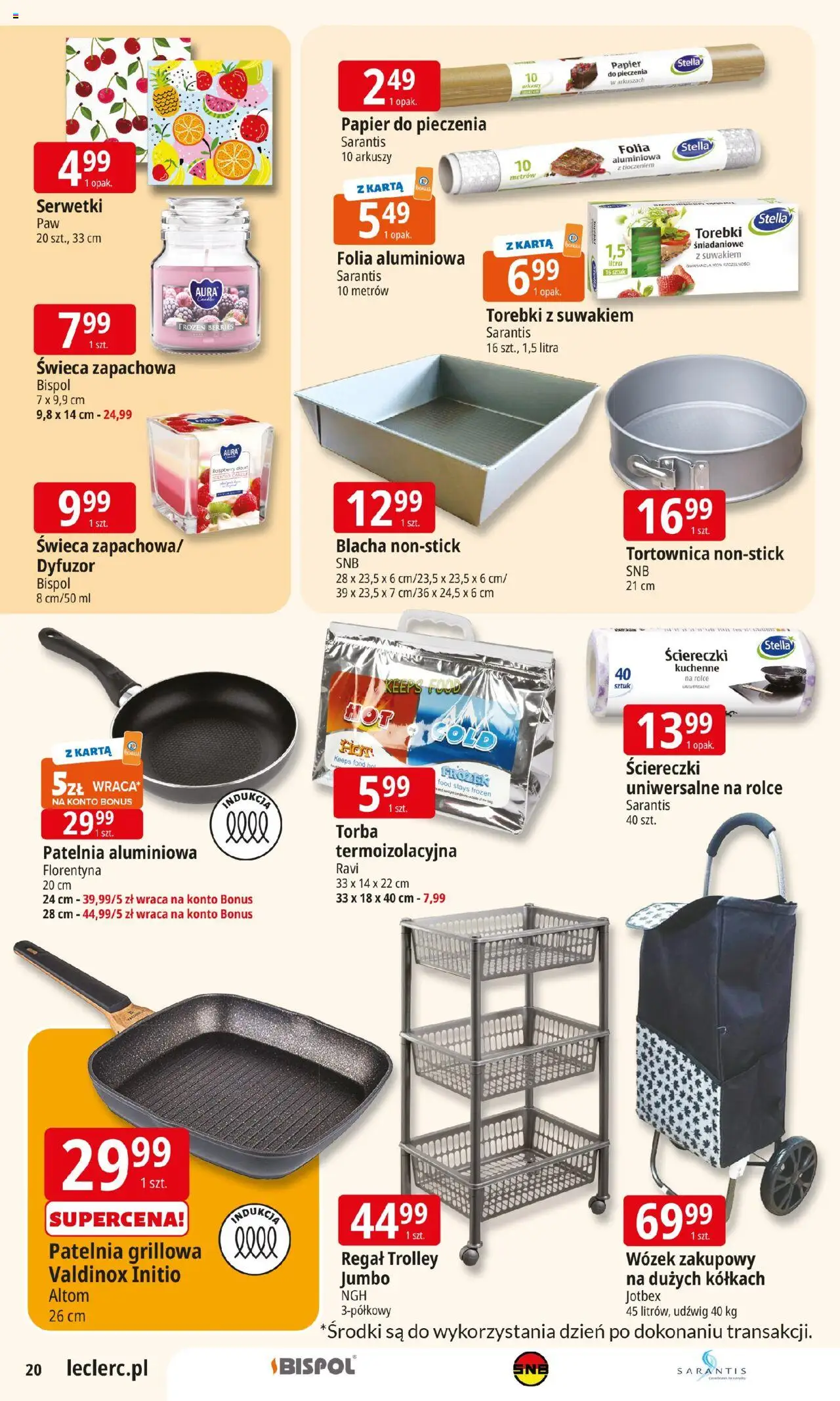 E.Leclerc Gazetka - Kłodzko od 22.07.2025 | Strona: 20 | Produkty: Karta, Papier do pieczenia, Patelnia, Torebki