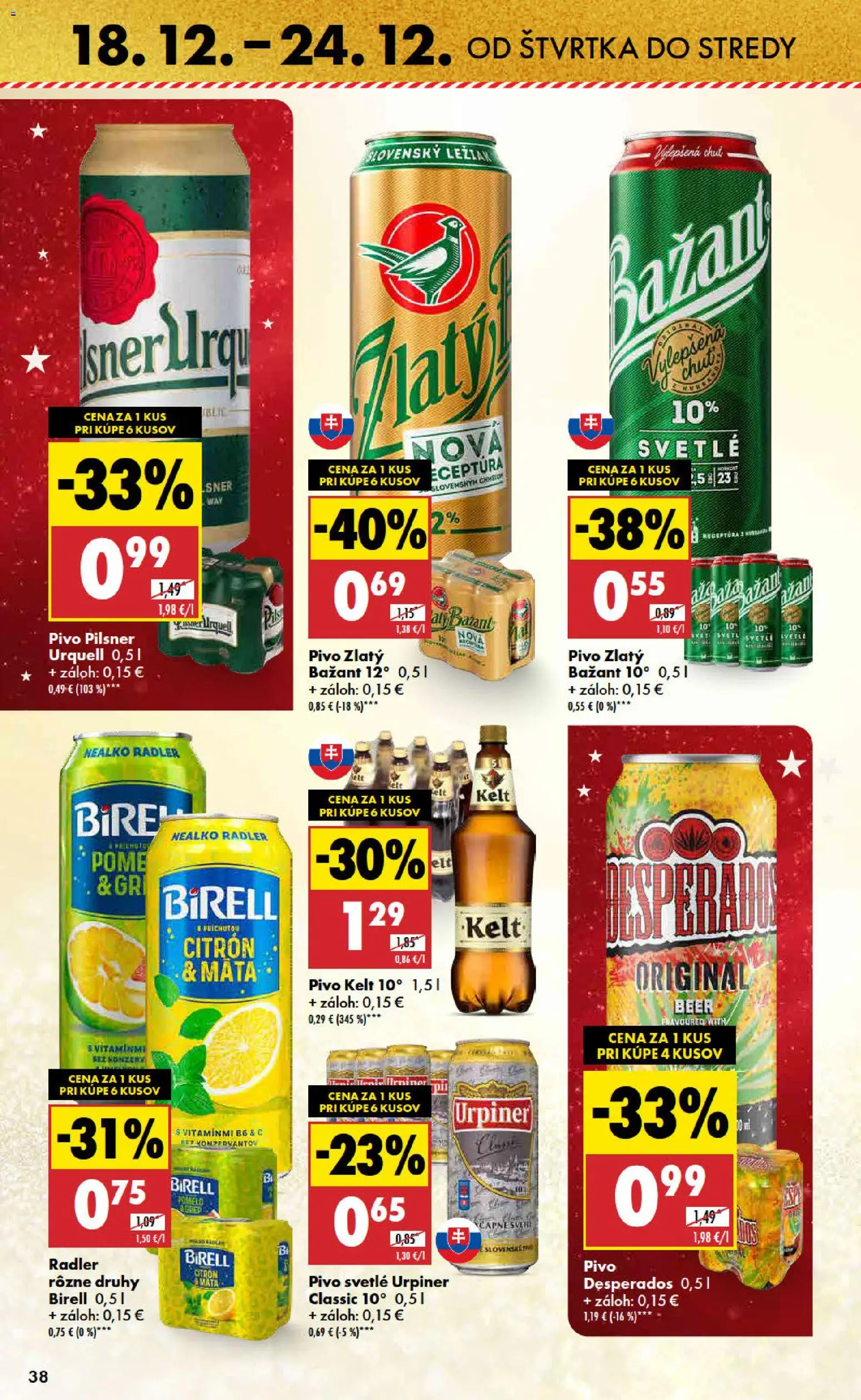 Nové Biedronka akcie – leták je platný od 18.12.2025 | Strana: 38 | Produkty: Birell, Desperados, Kelt, Radler