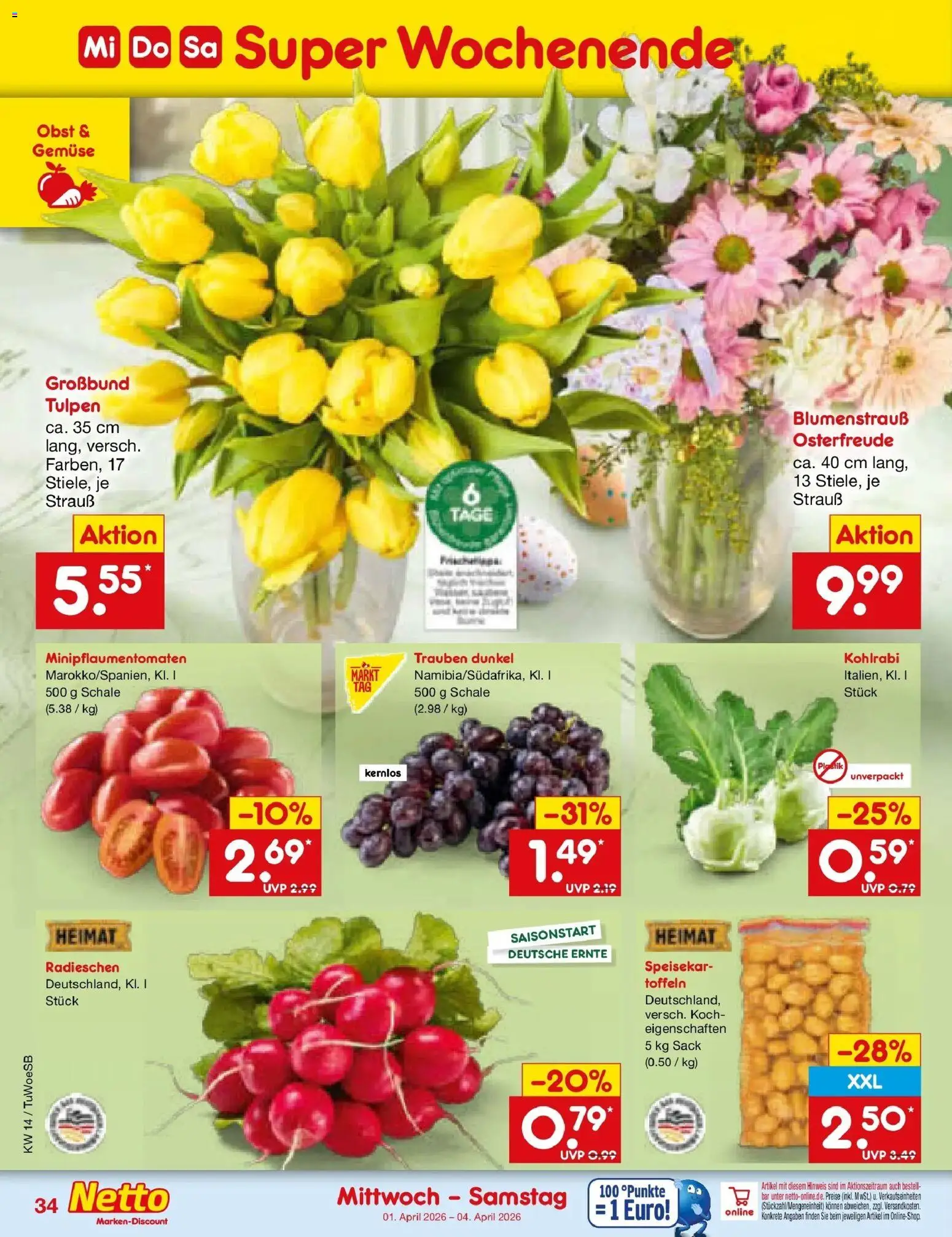 Netto Marken-Discount Prospekt Lahr-Langenwinkel	 – gültig ab 30.03.2026 | Seite: 48 | Produkte: Trauben, Kohlrabi, Gemüse, Obst