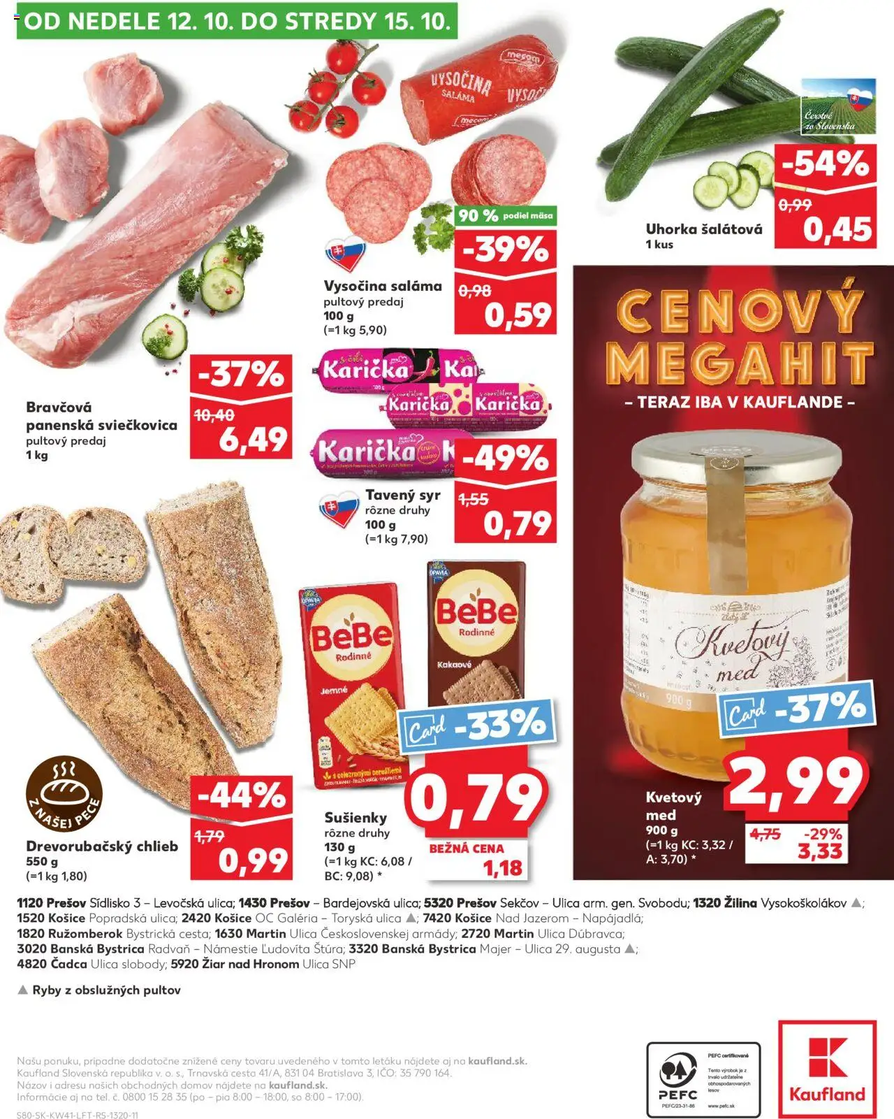 Nové Kaufland akcie – leták je platný od 09.10.2025 | Strana: 80 | Produkty: Syr, Chlieb, Ryby, Med