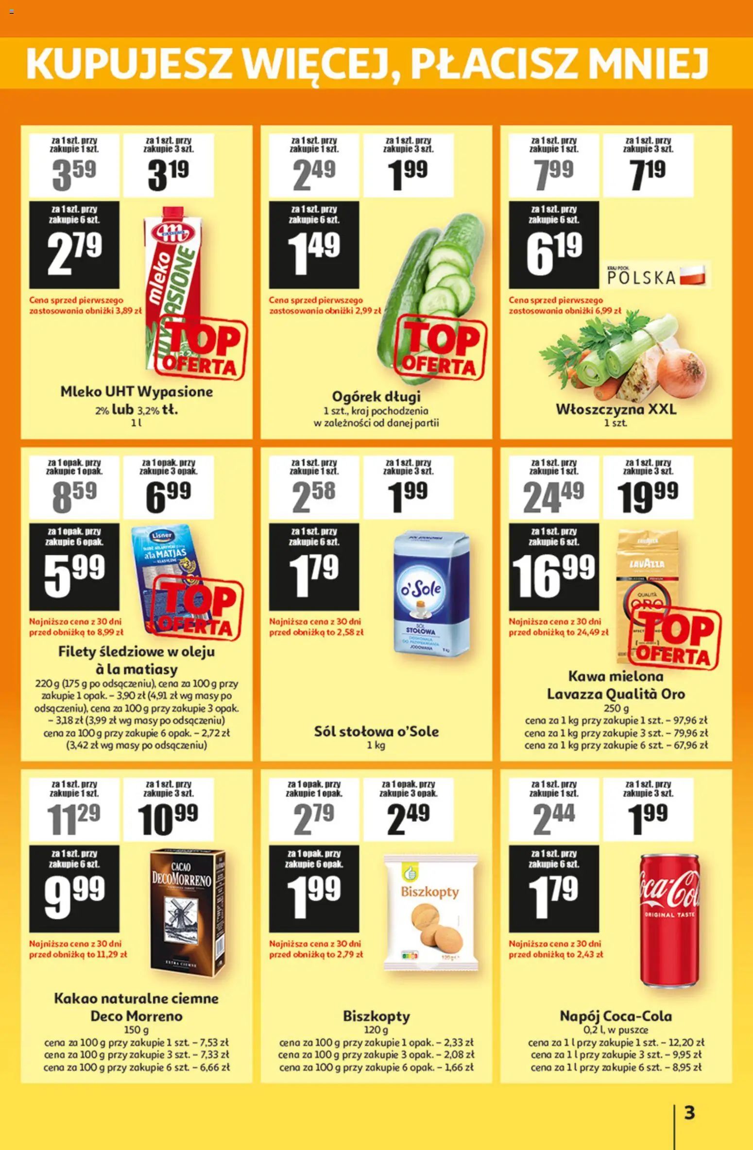Auchan Gazetka - ATAC Hiper Discount od 04.12.2025 | Strona: 3 | Produkty: Kakao, Lavazza, Mleko, Kawa